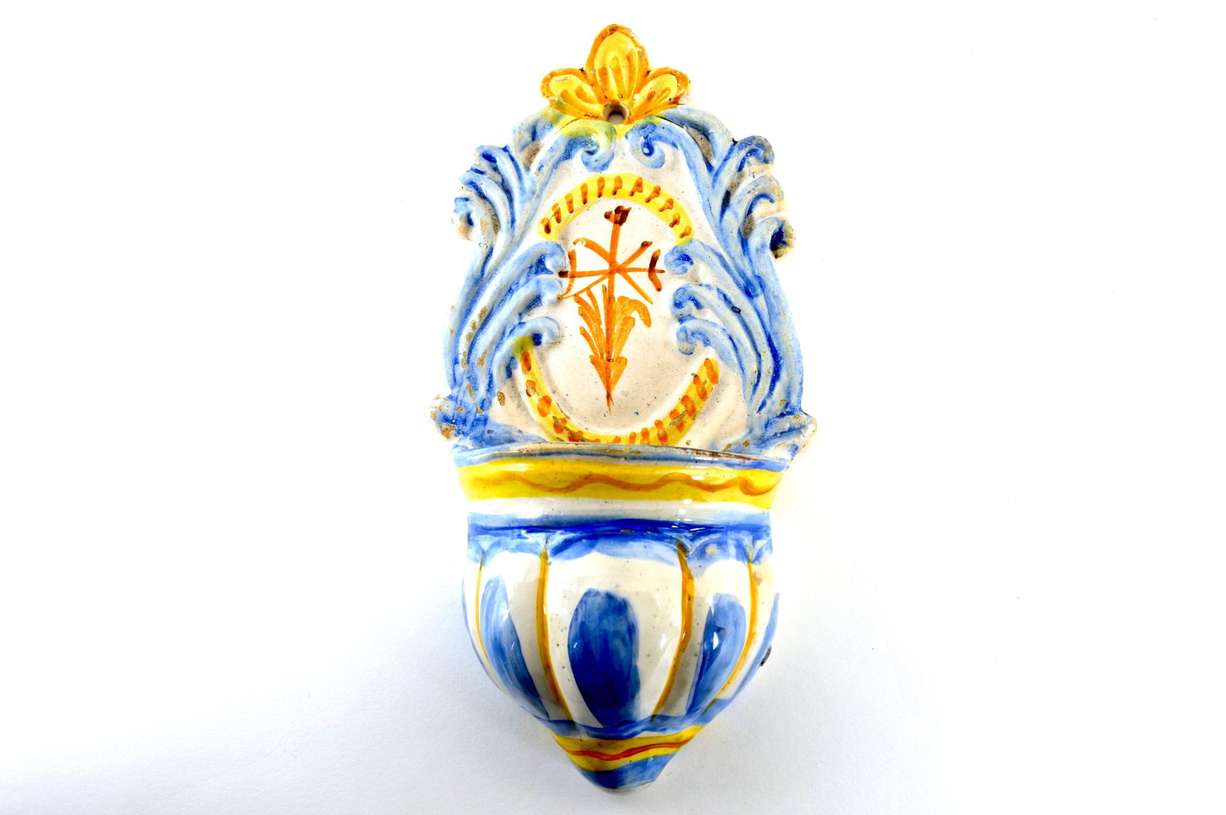 Acquasantiera in ceramica del XIX° secolo - Altezza 24,4 cm