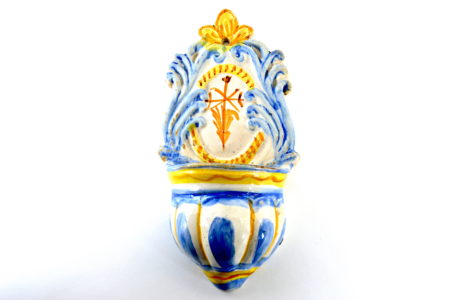Acquasantiera in ceramica del XIX° secolo - Altezza 24,4 cm