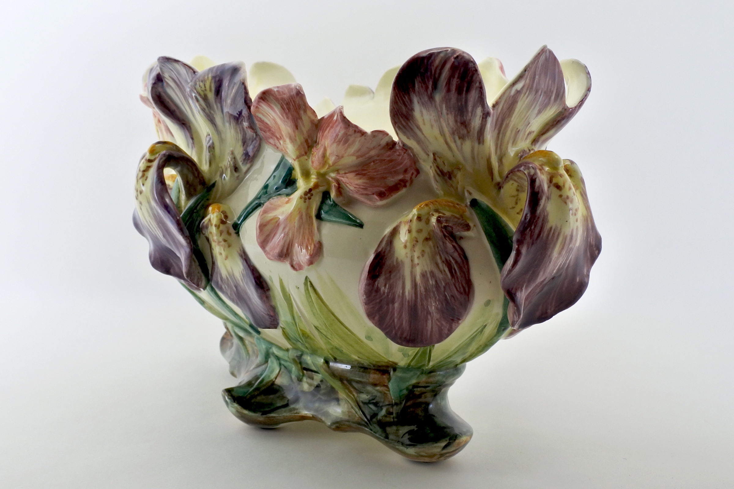 Jardinière Massier in ceramica barbotine con iris - 3