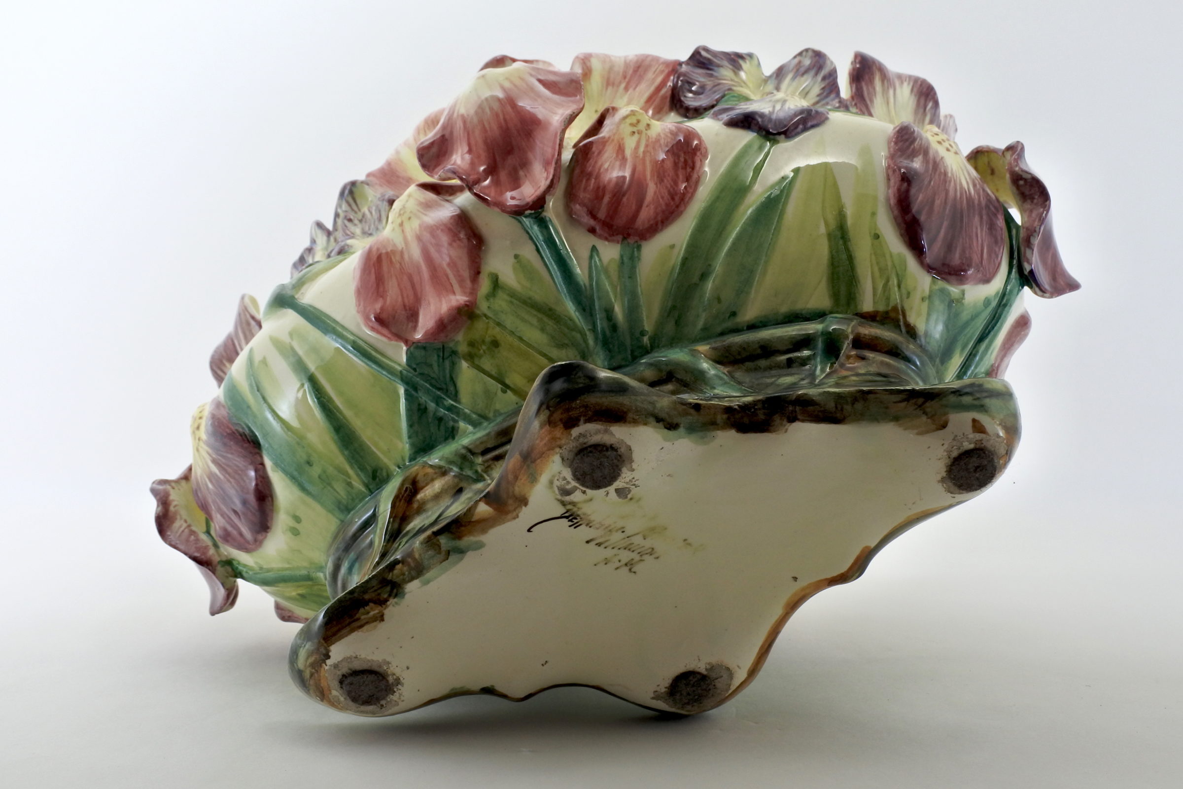 Jardinière Massier in ceramica barbotine con iris - 5