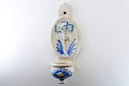 Acquasantiera in ceramica del XVIII° secolo - Altezza 22,7 cm