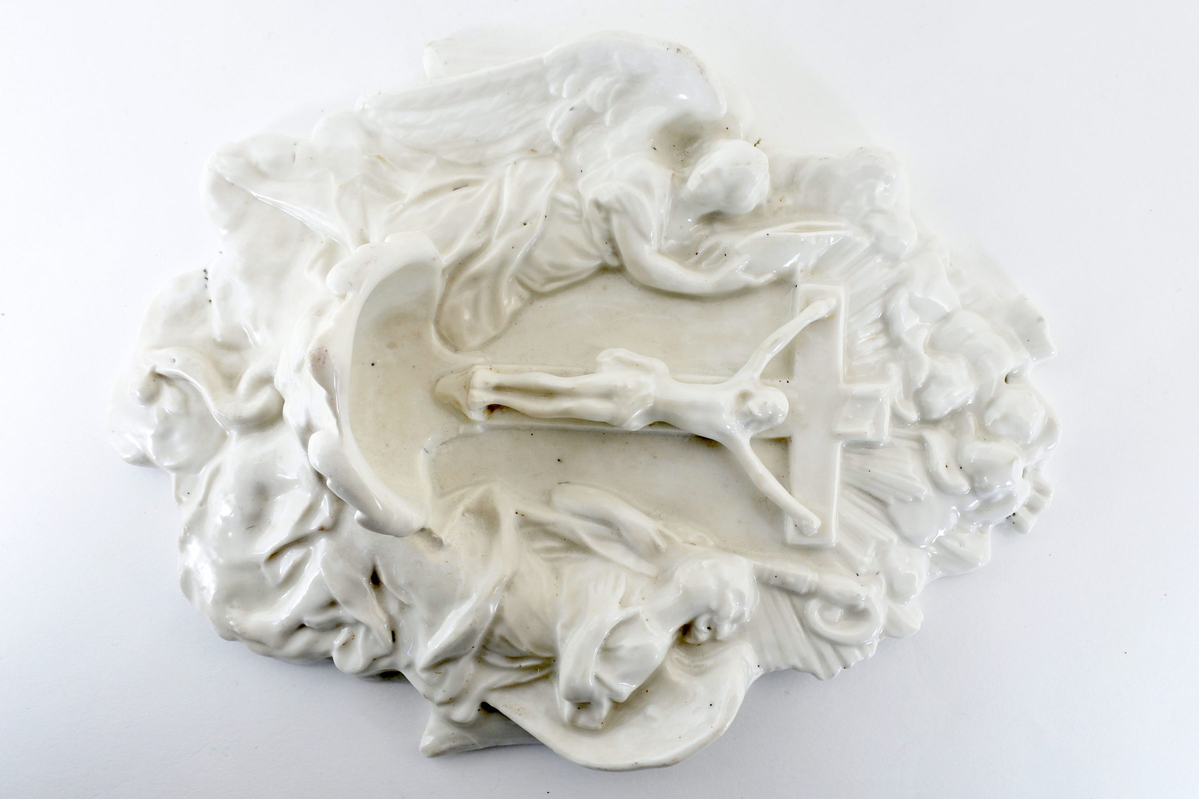 Acquasantiera in ceramica bianca del XIX° secolo - 2
