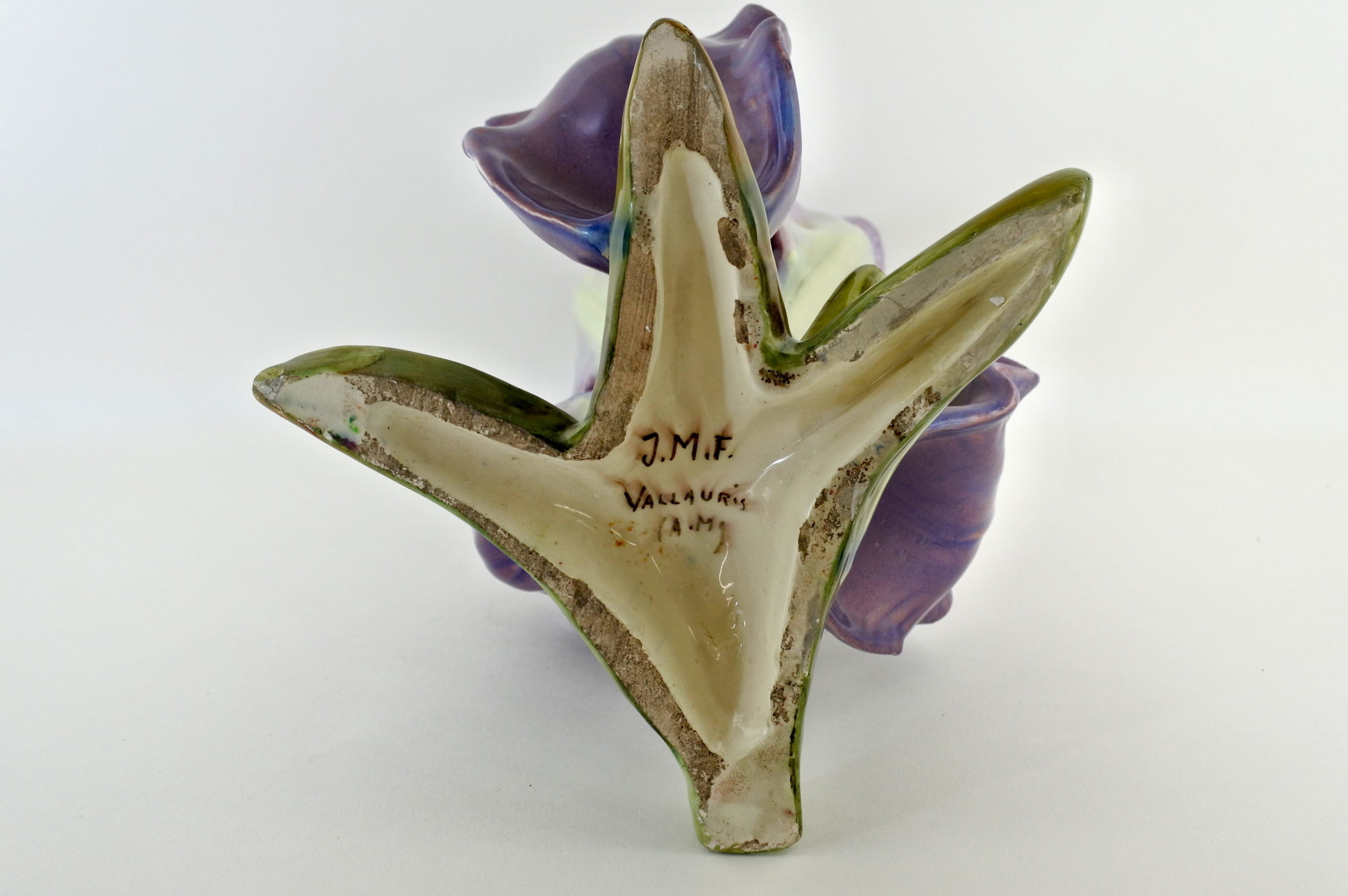 Vaso Massier in ceramica barbotine a forma di iris - 5