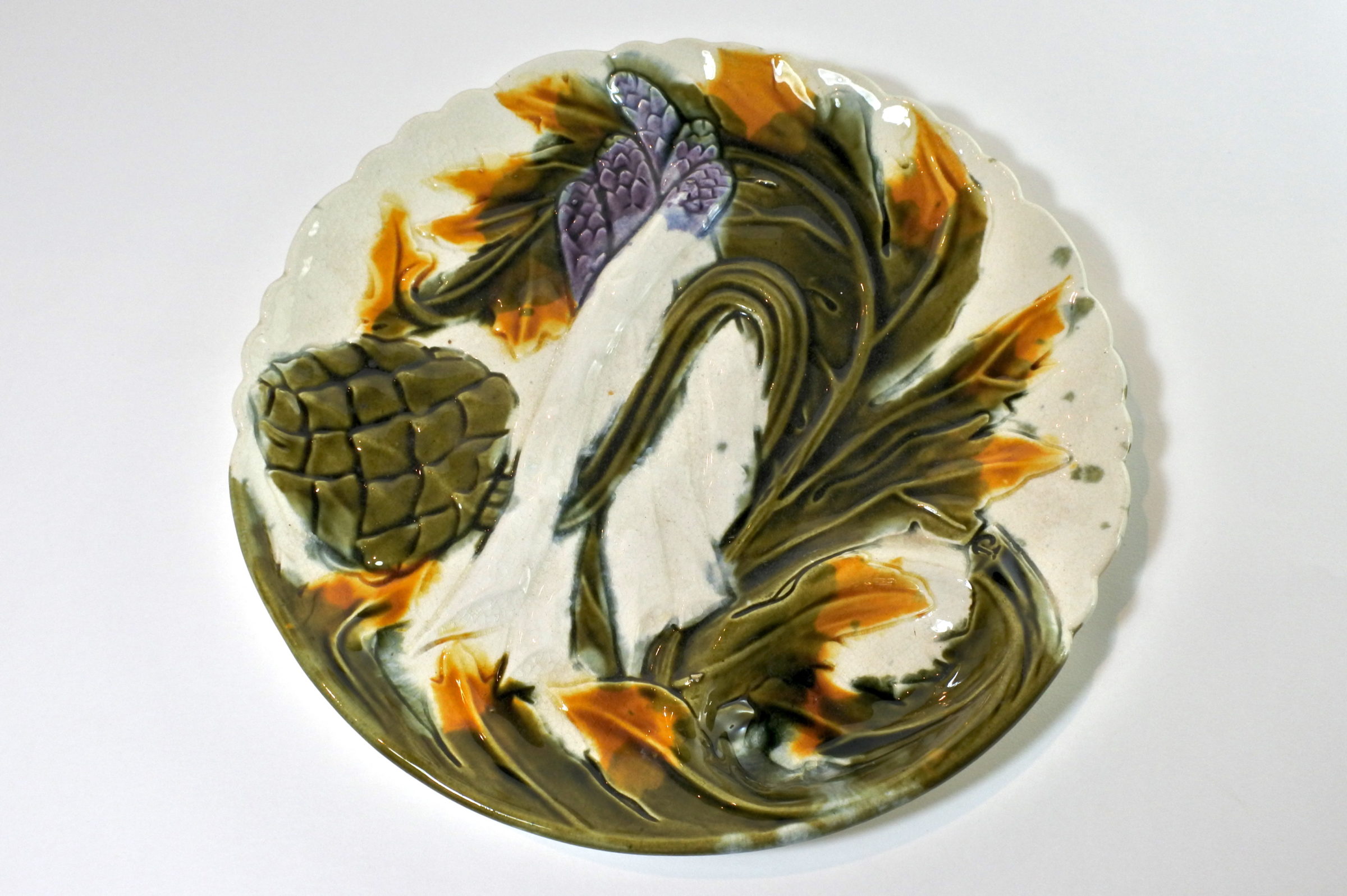 Piatto in ceramica barbotine per asparagi e carciofi - Orchies