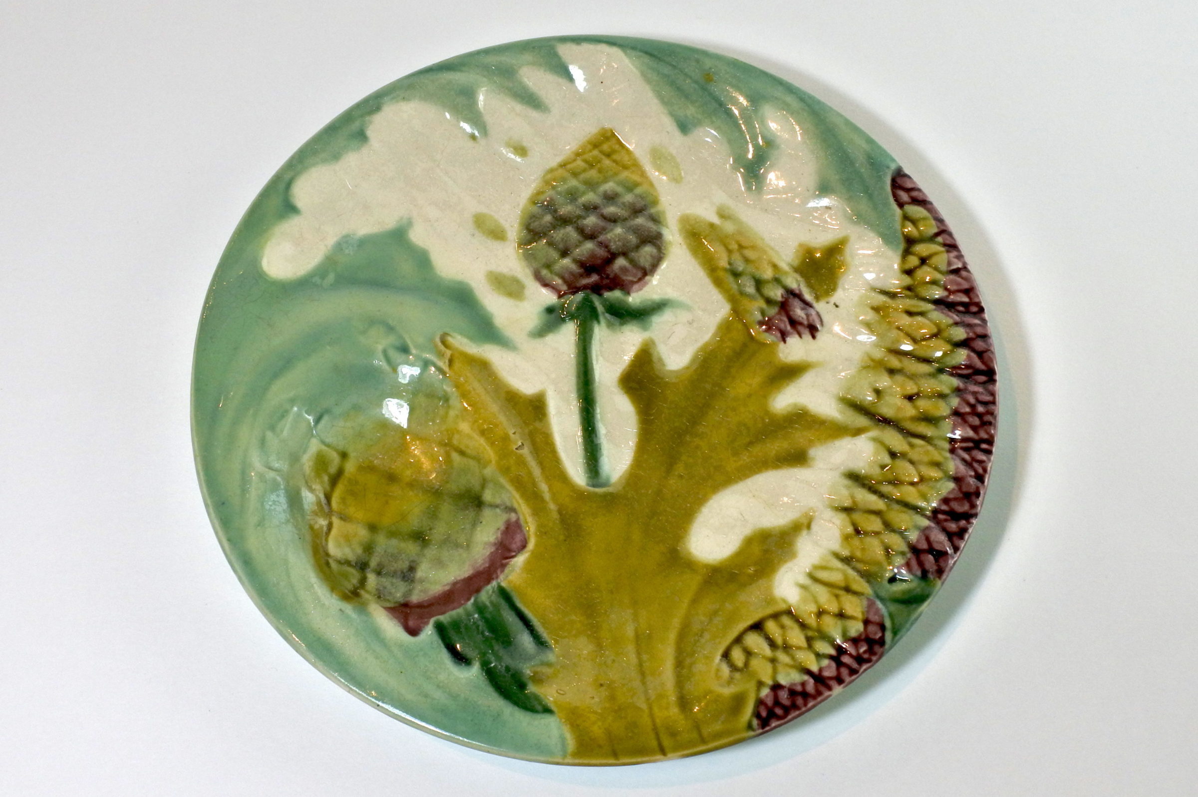 Piatto in ceramica barbotine per asparagi e carciofi - Lunéville