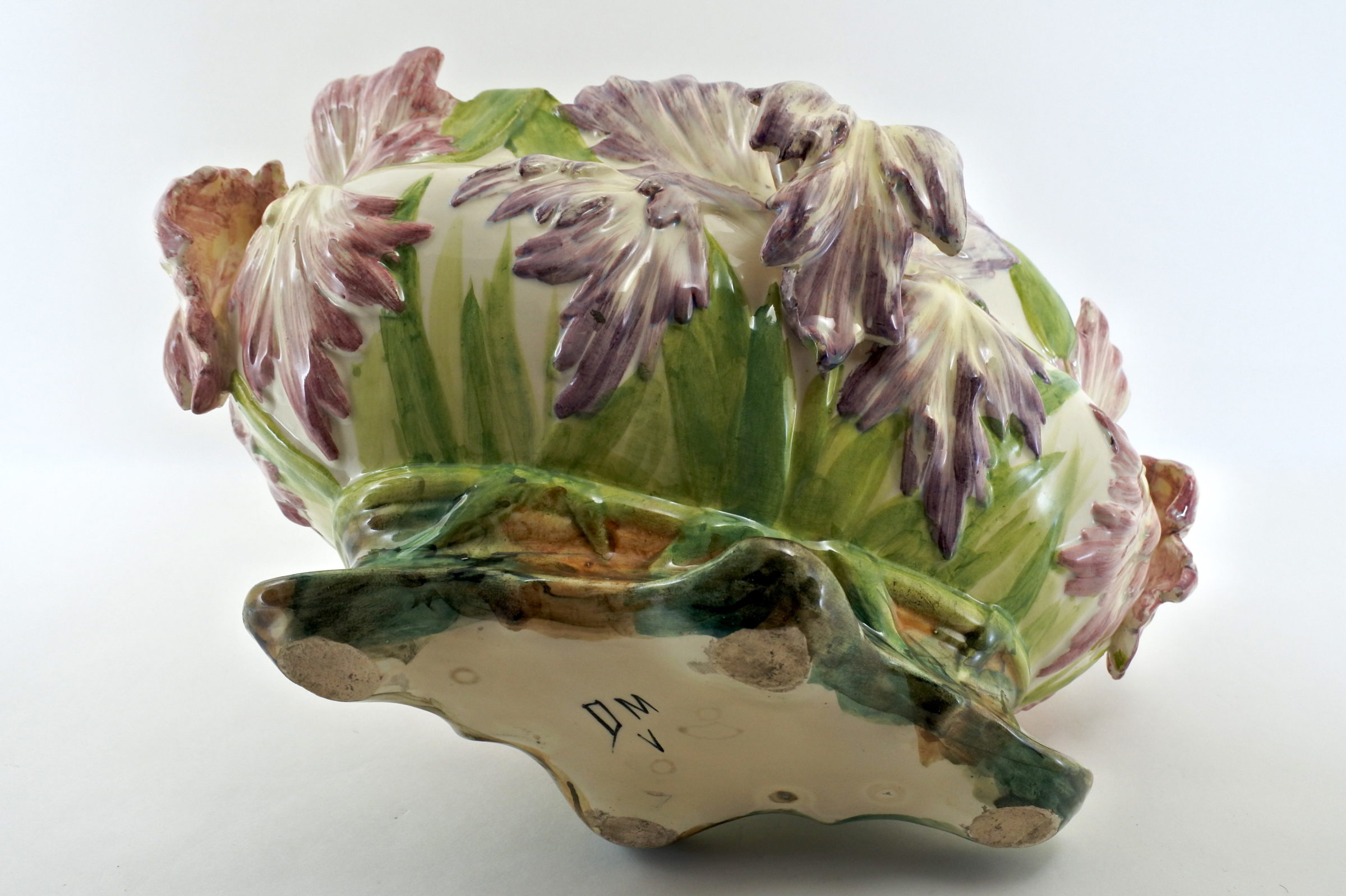 Jardinière Massier in ceramica barbotine con tulipani pappagallo - Tulipes perroquet - 4