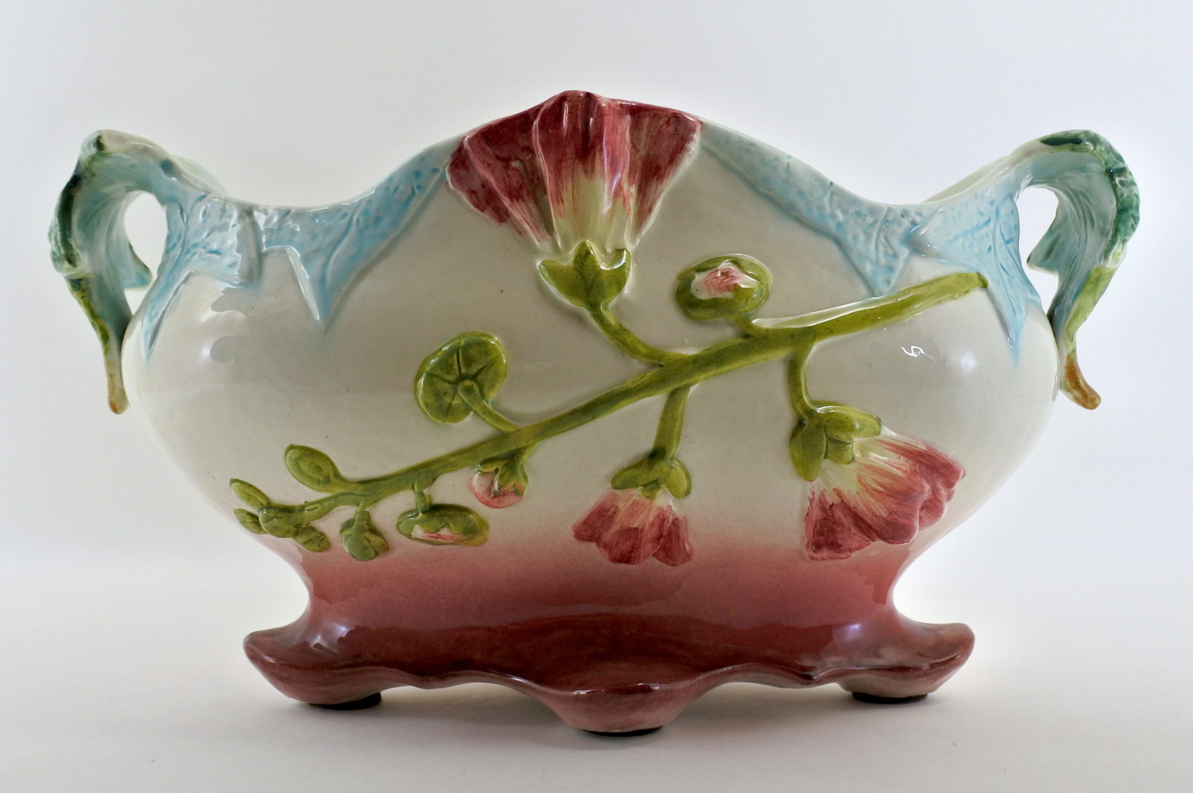 Jardinière Massier in ceramica barbotine con anemoni - 2
