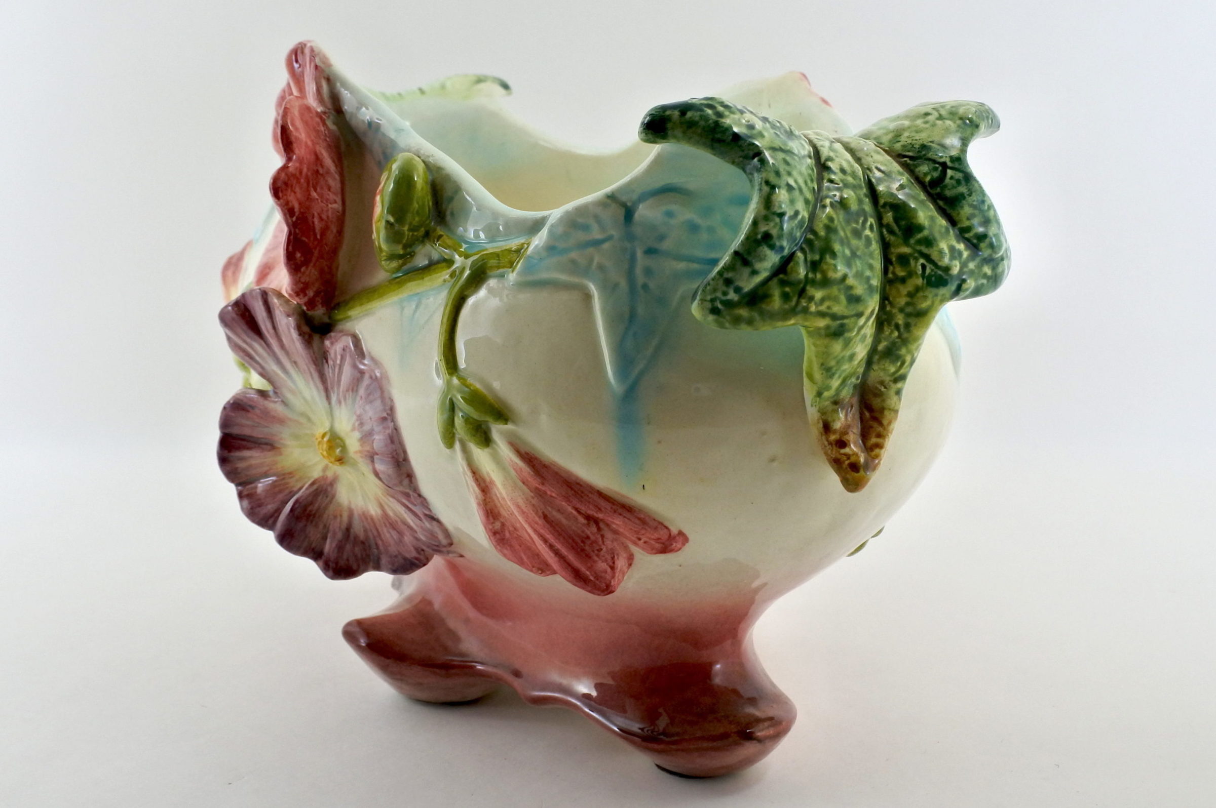 Jardinière Massier in ceramica barbotine con anemoni - 3