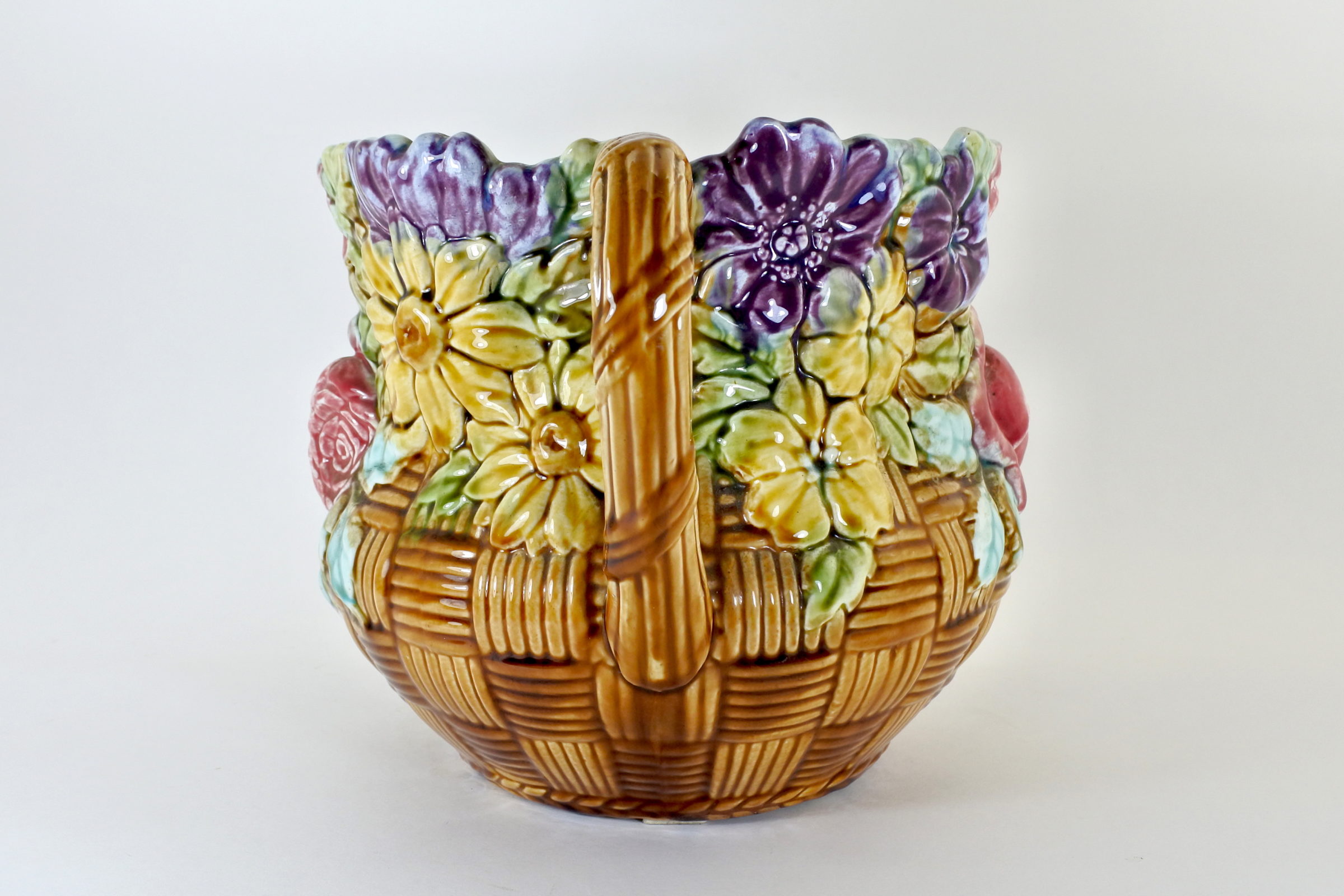 Cache pot in ceramica barbotine con fiori - Corbeille - 2