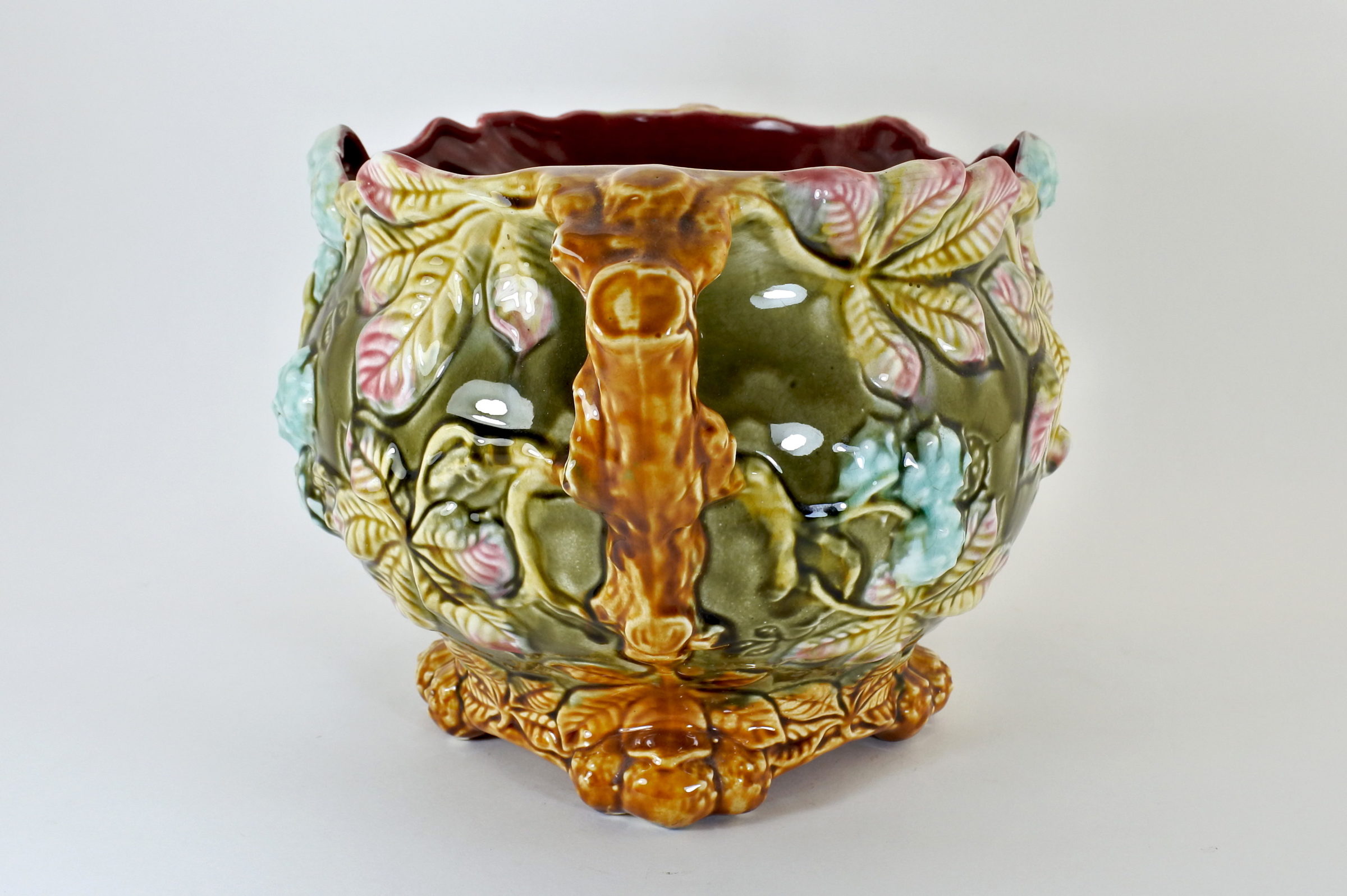 Cache pot in ceramica barbotine con castagne d’India - 2