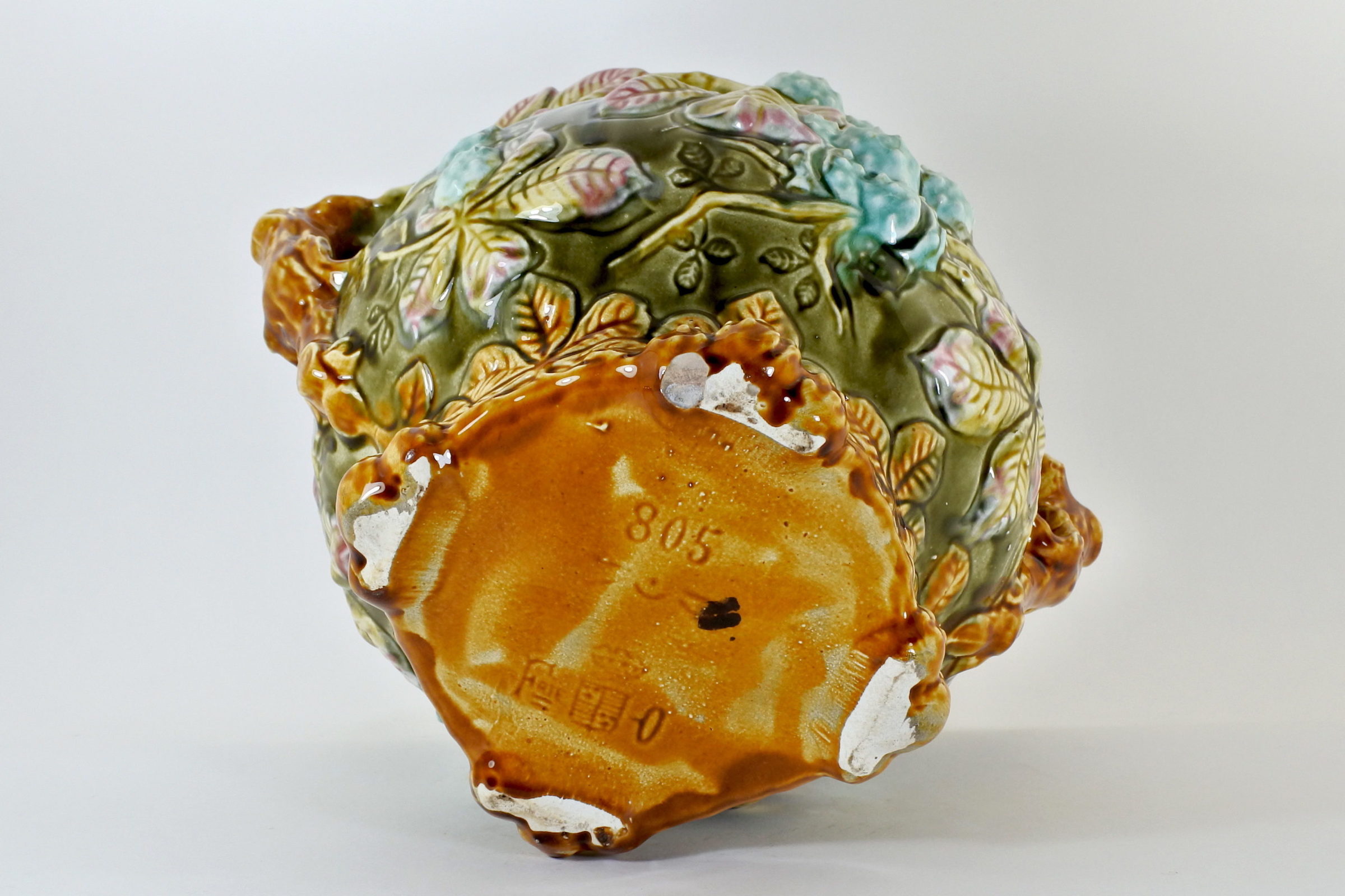 Cache pot in ceramica barbotine con castagne d’India - 3