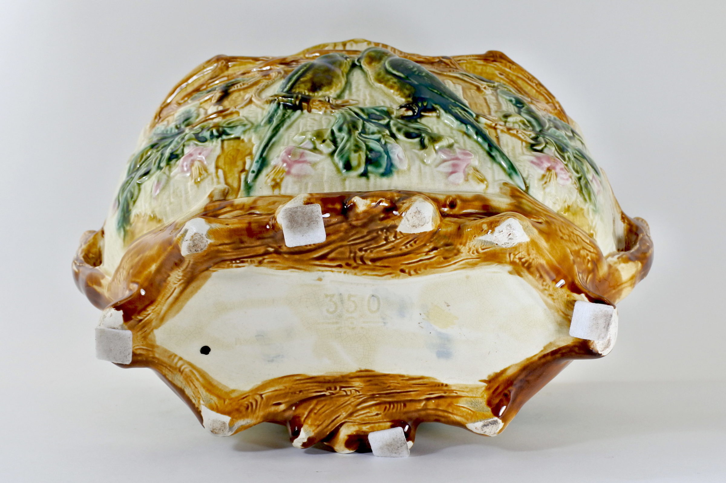 Jardinière in ceramica barbotine con pappagallini - 3