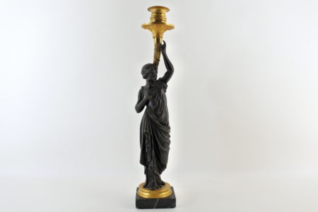 Candeliere in bronzo con parti dorate al mercurio