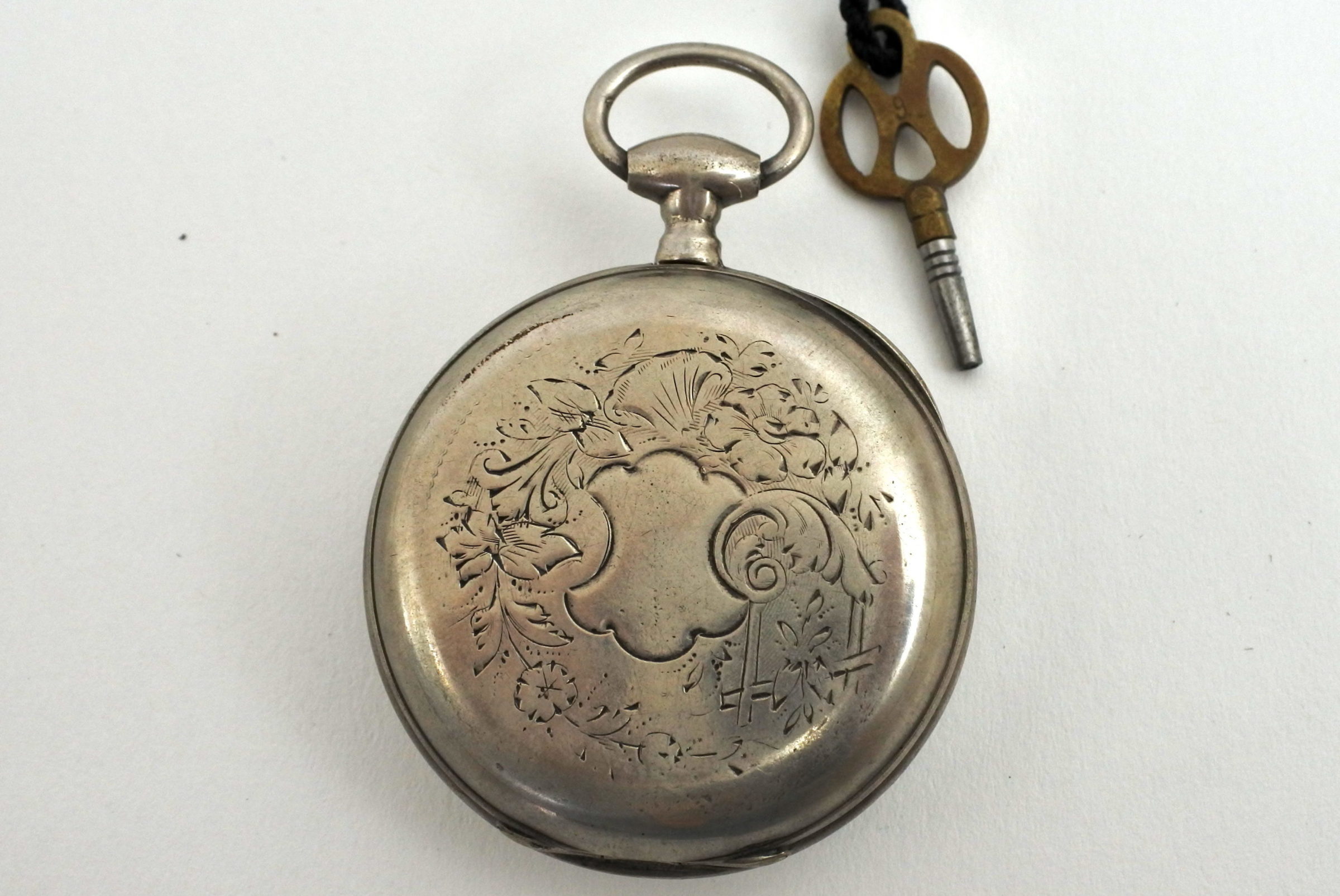 Orologio da tasca in argento con carica a chiavetta e bilanciere a vista - 5
