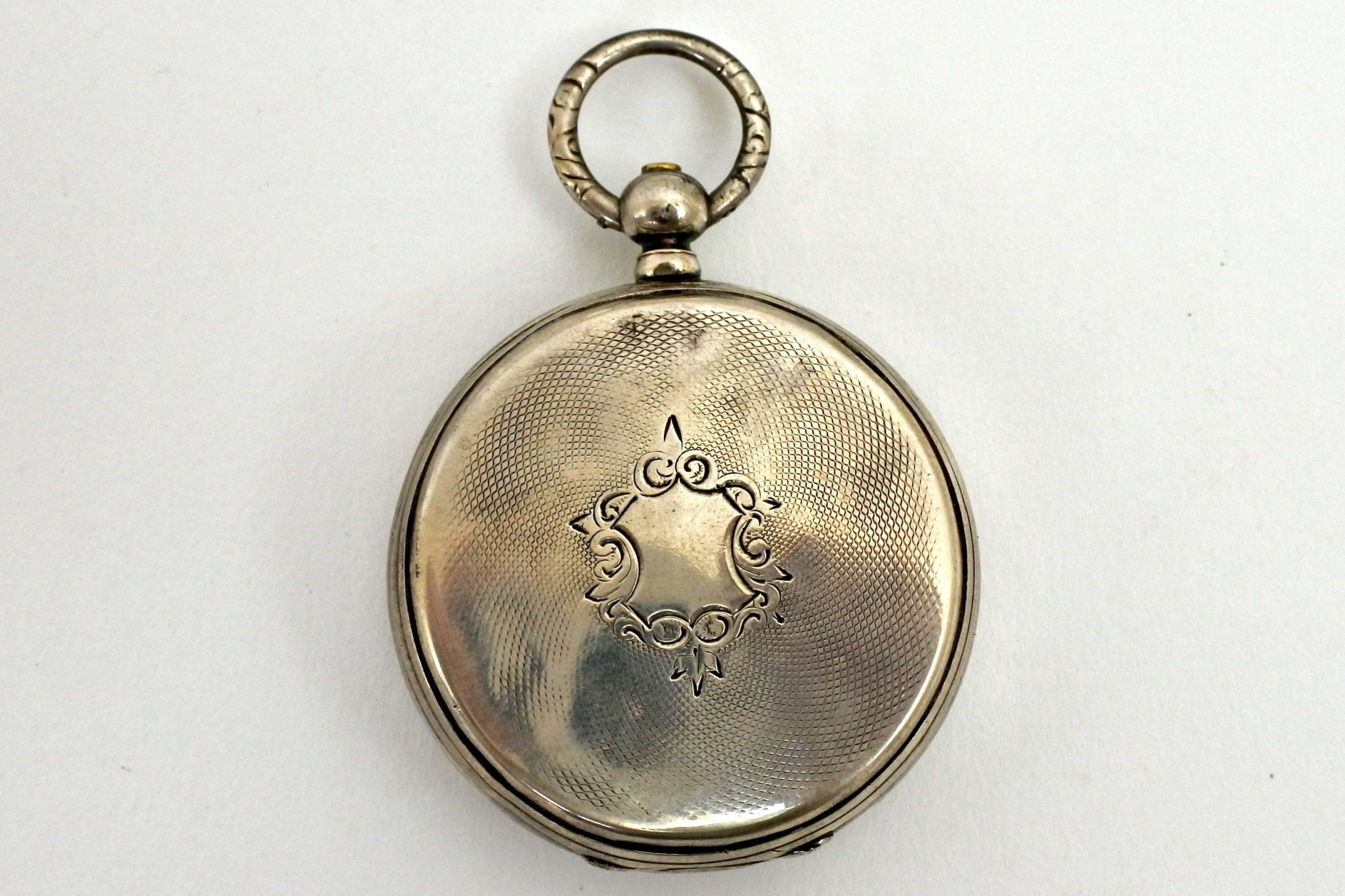 Orologio da tasca in argento con carica a chiavetta e movimento dorato inciso - 7