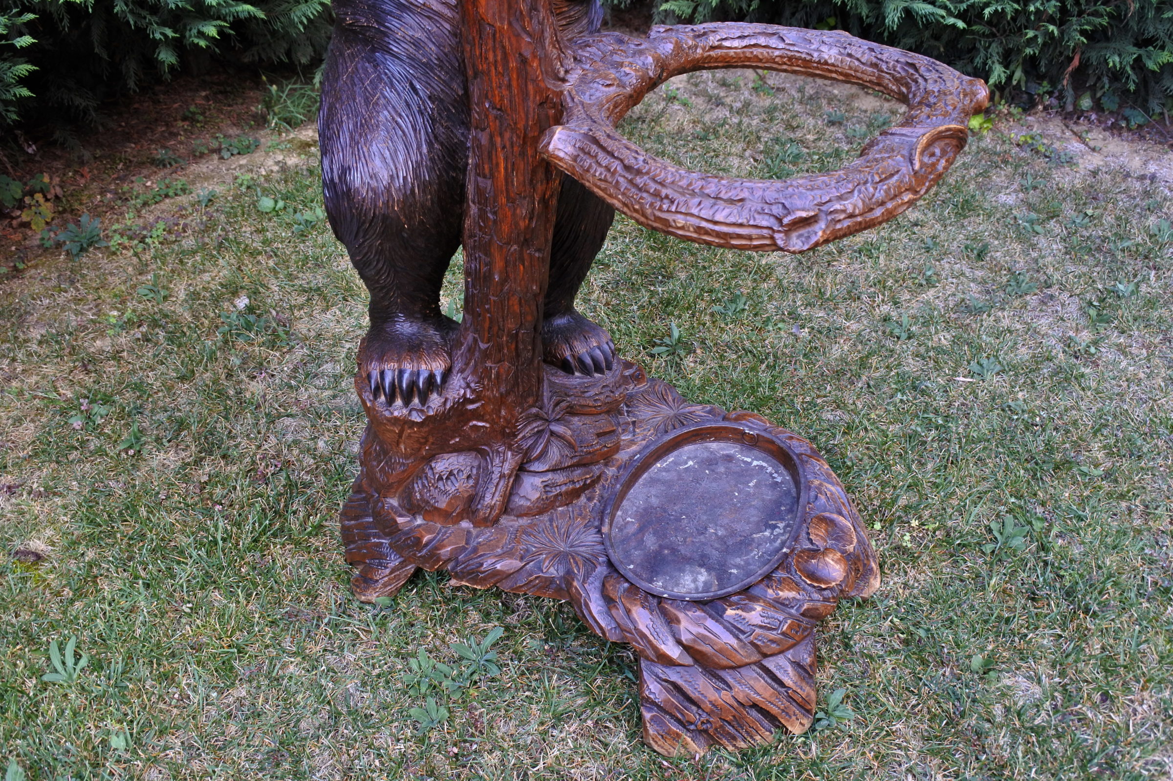 Orso in legno scolpito foresta nera con funzione di portamantelli e portaombrelli - 5