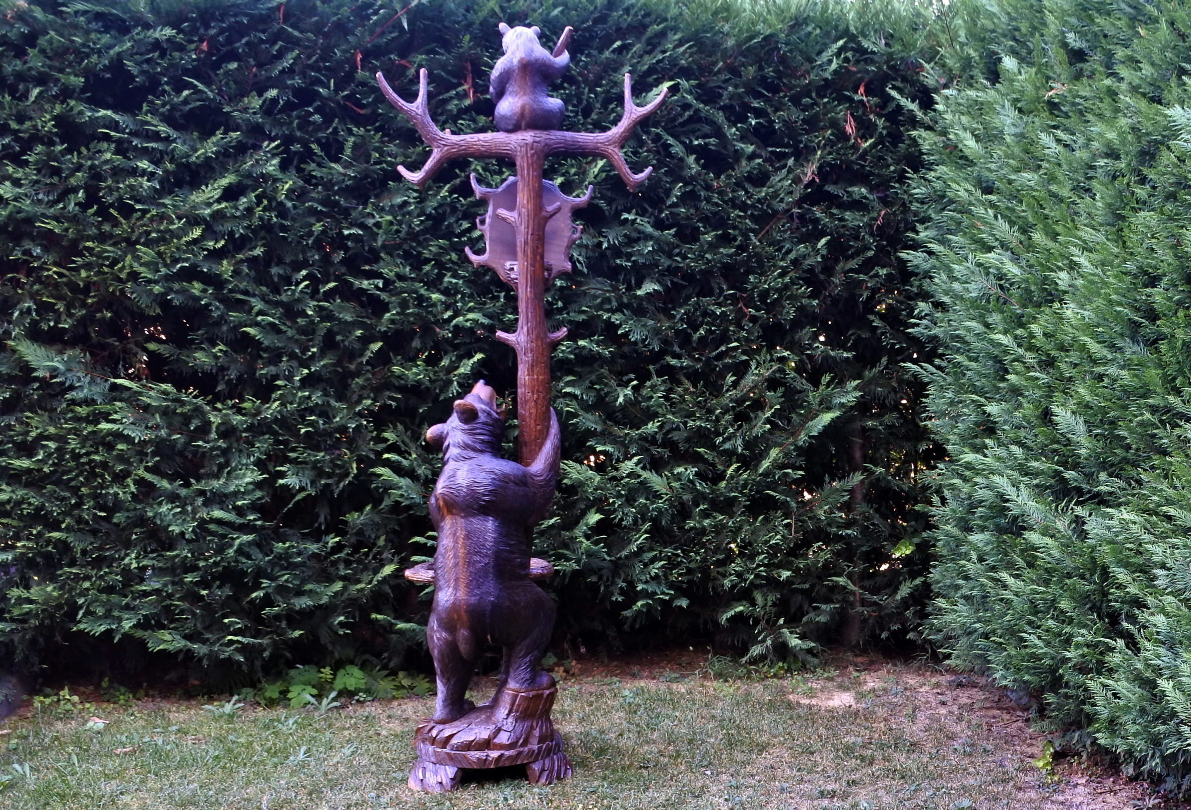 Orso in legno scolpito foresta nera con funzione di portamantelli e portaombrelli - 8