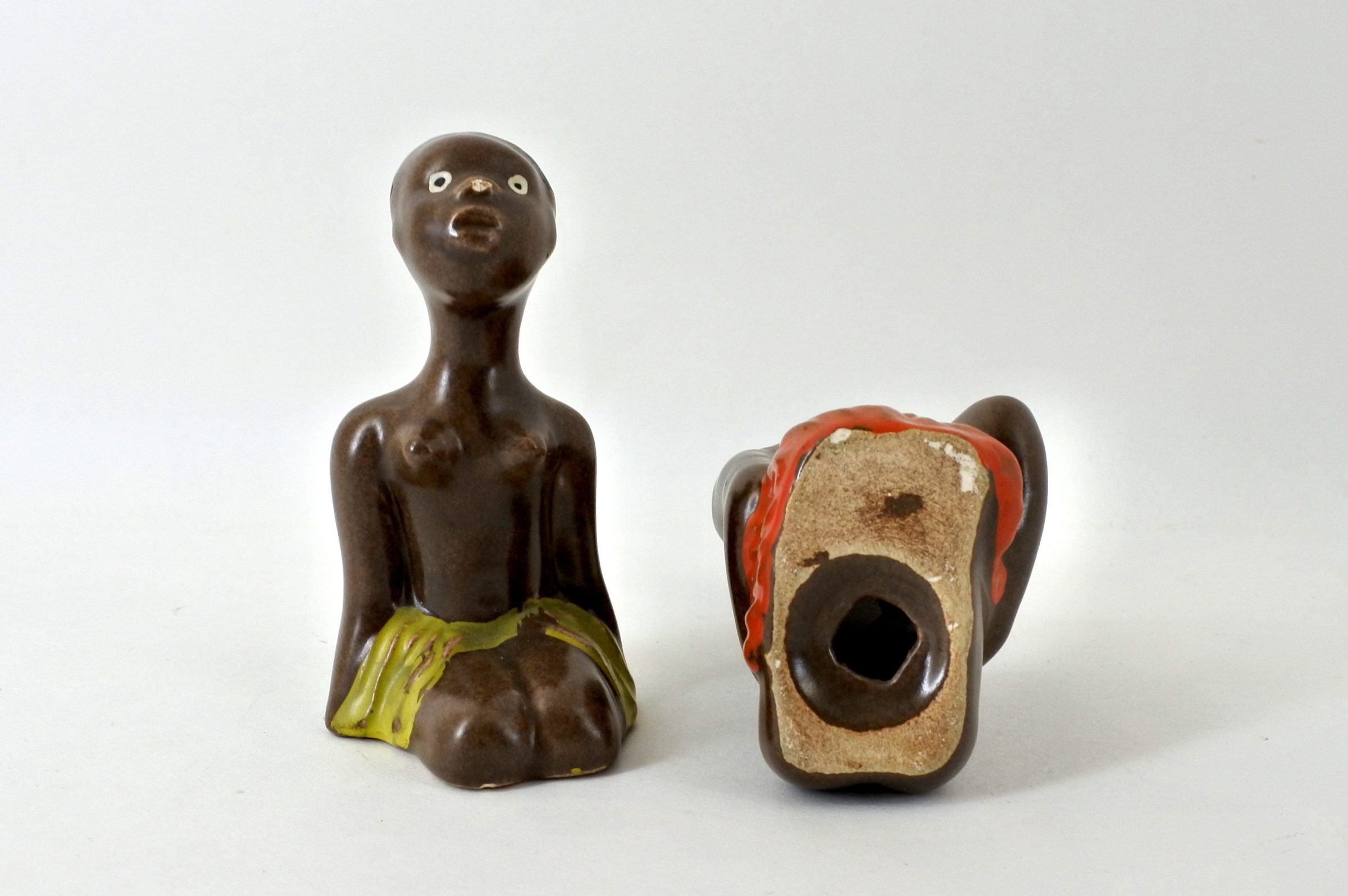 Coppia di salarini in ceramica a forma di negretti - 2