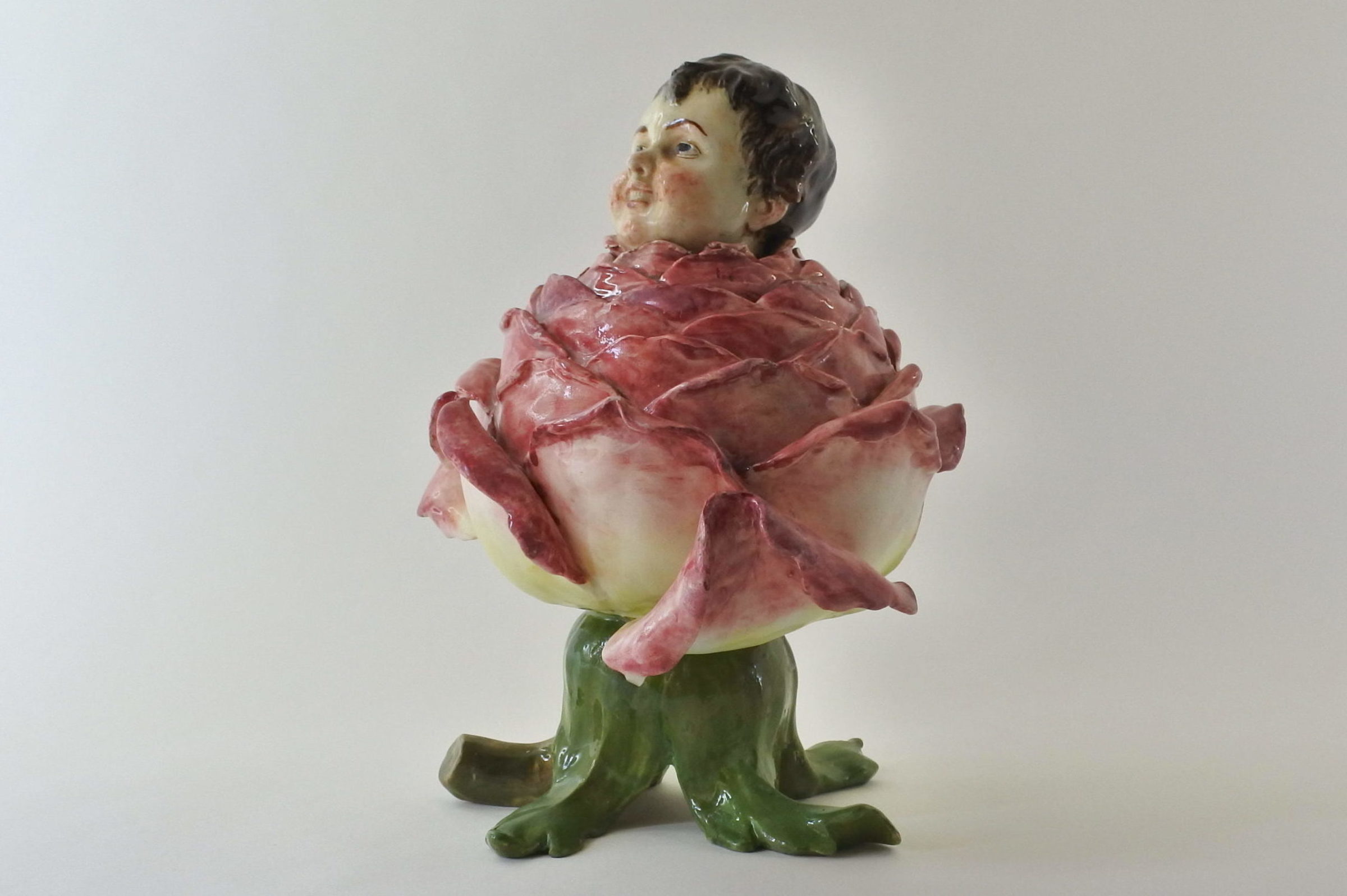 Contenitore Massier in ceramica barbotine a forma di rosa - 2