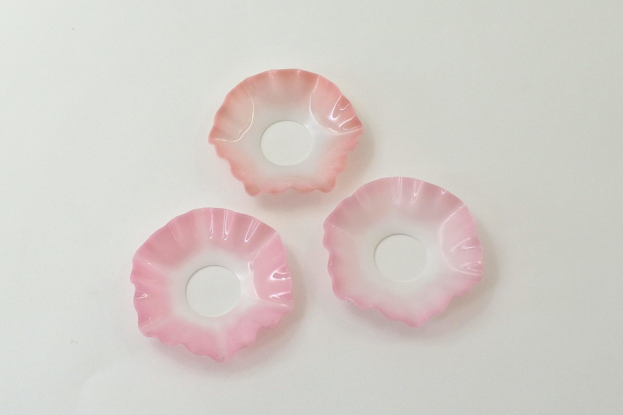 3 bobeches raccoglicera in opaline rosa e bianca