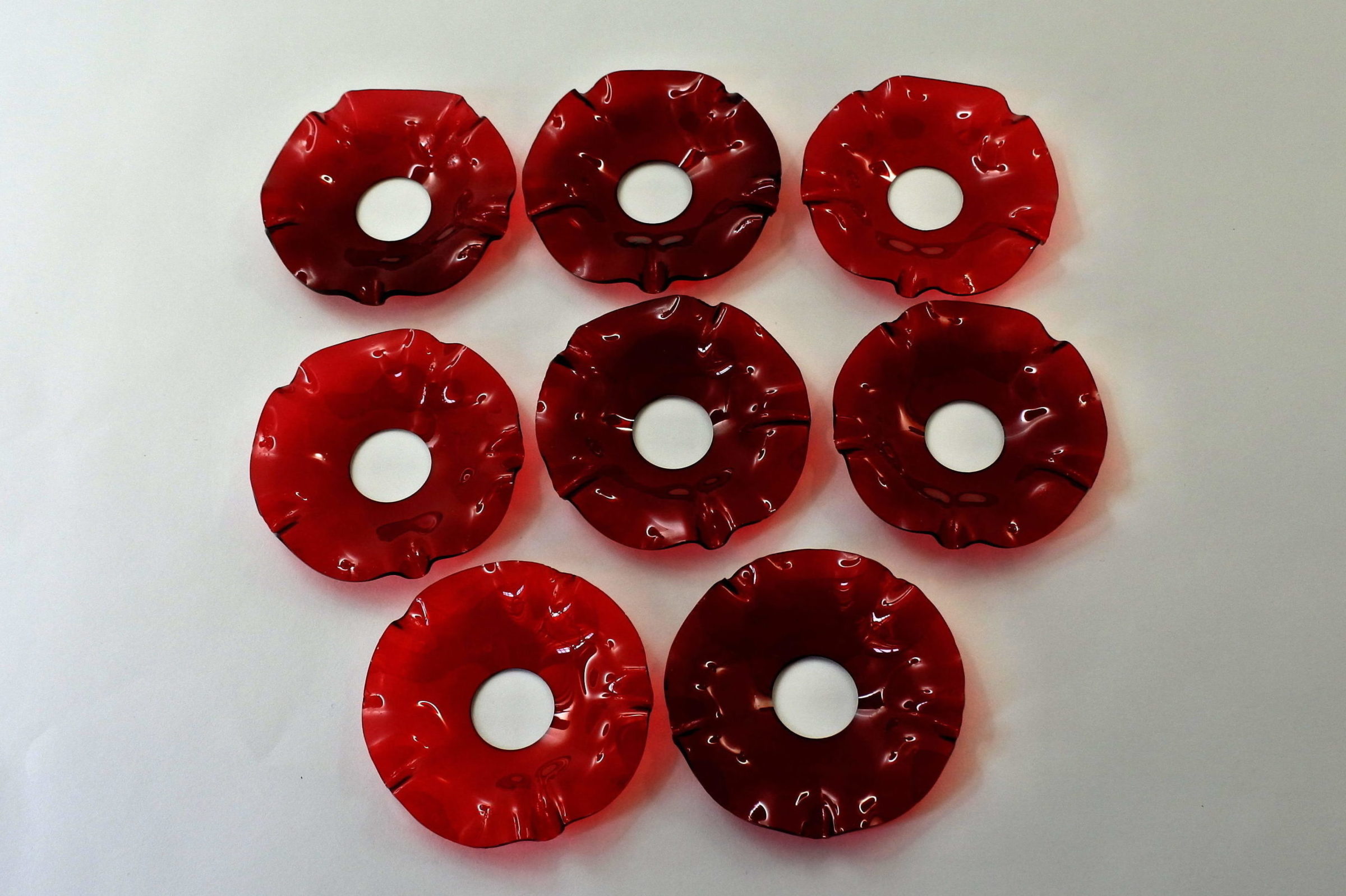 8 bobeches raccoglicera in vetro rosso