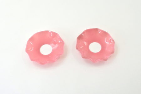 Coppia di bobeches raccoglicera in opaline rosa - diametro 8 cm