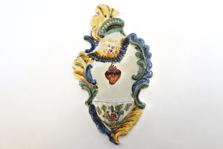 Acquasantiera in ceramica del XIX° secolo - Altezza 24,2 cm
