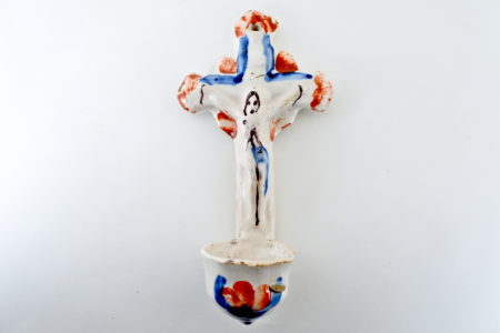 Acquasantiera in ceramica del XVIII° secolo - Altezza 19,2 cm