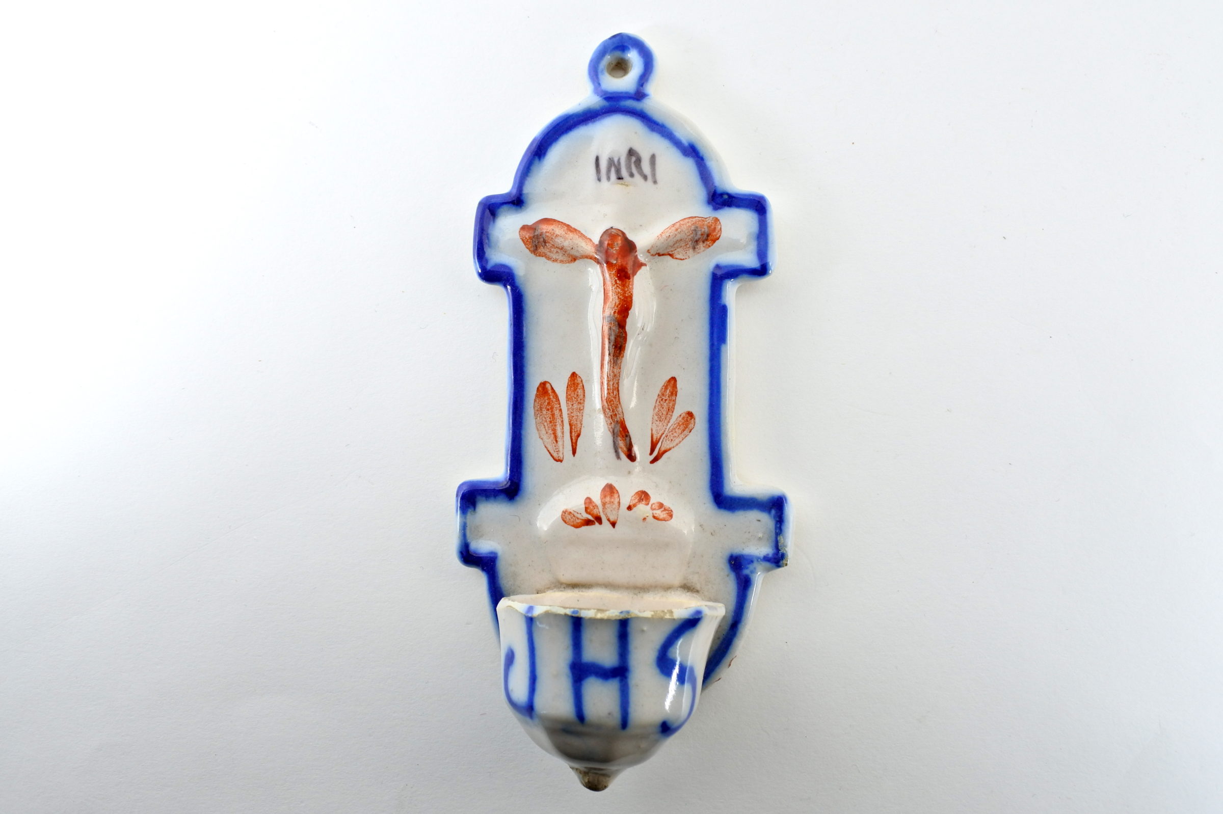 Acquasantiera in ceramica del XVIII° secolo - Altezza 19,5 cm