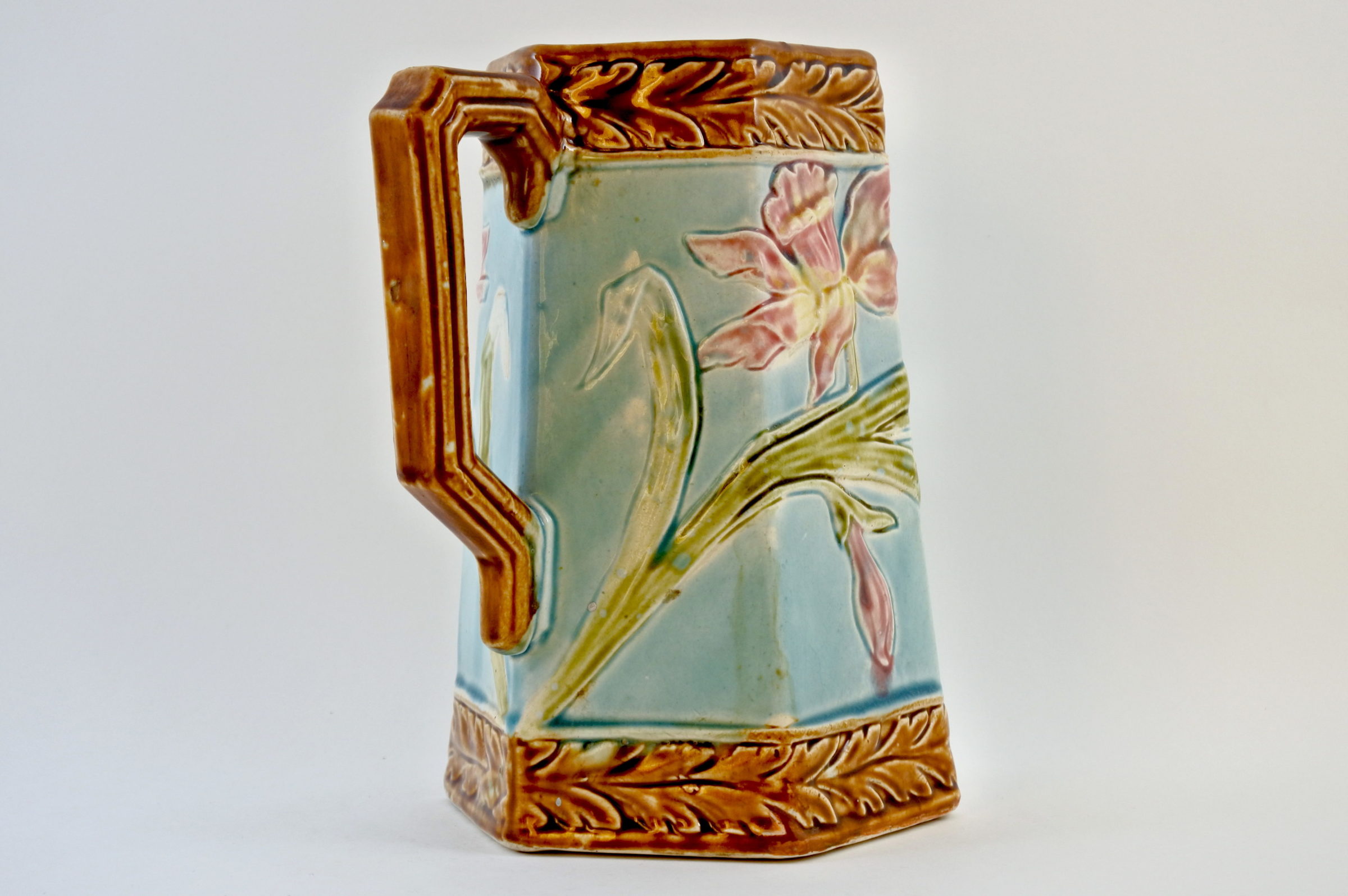 Brocca in ceramica barbotine esagonale - Orchidée - 2