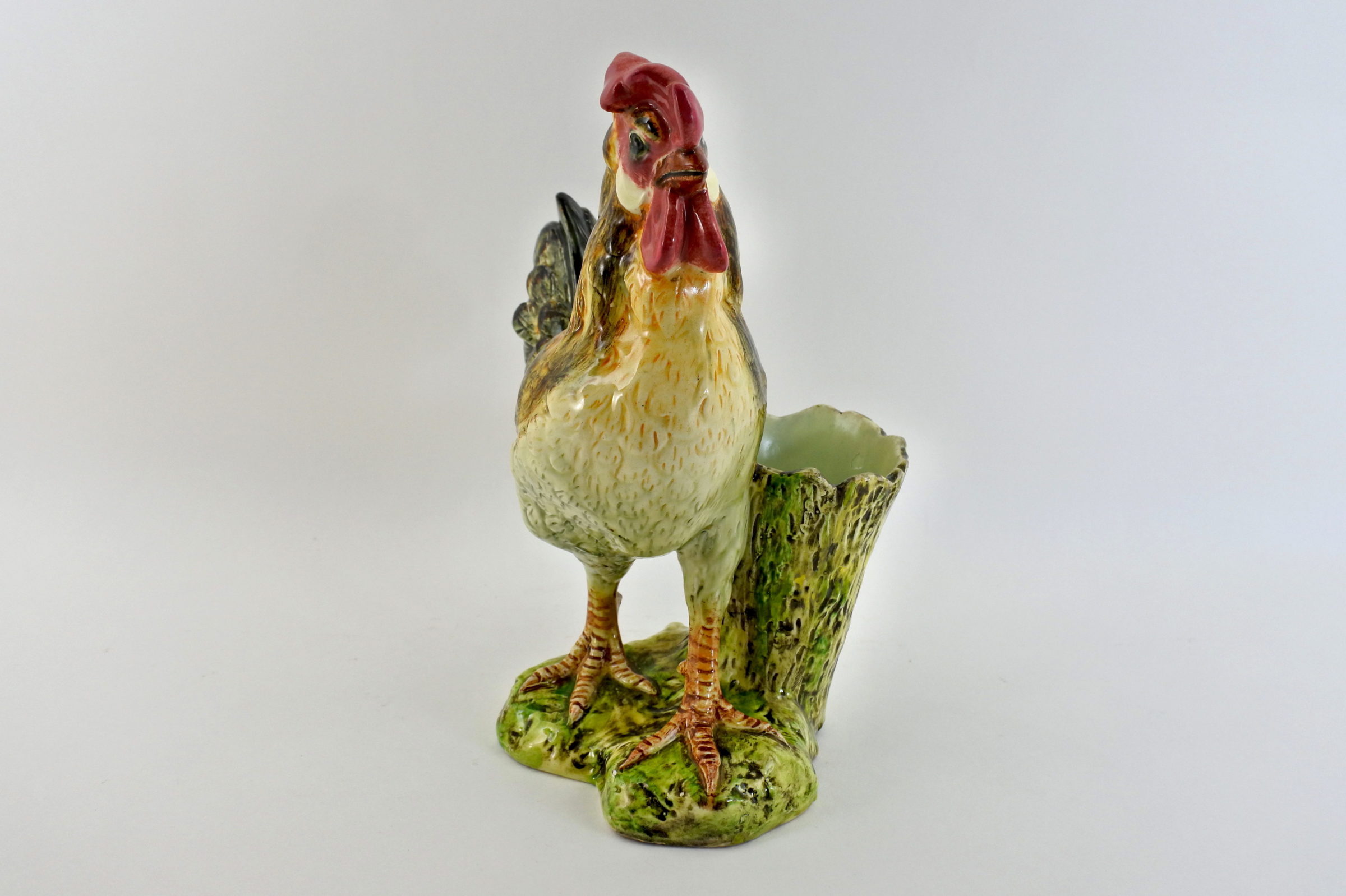 Jardinière Massier in ceramica barbotine a forma di gallina - 4
