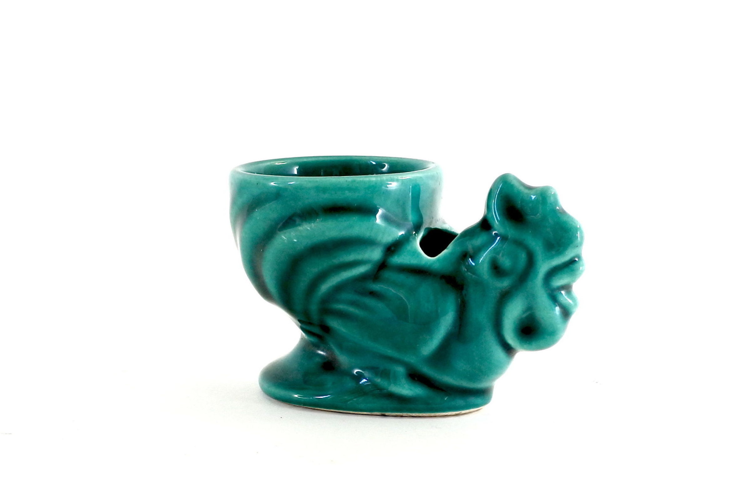 Portauovo in ceramica verde a forma di gallo - 4