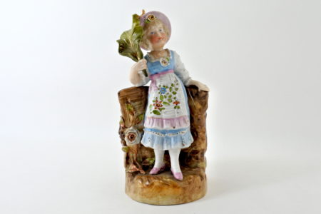 Statuina portafiori in ceramica a forma di bambina