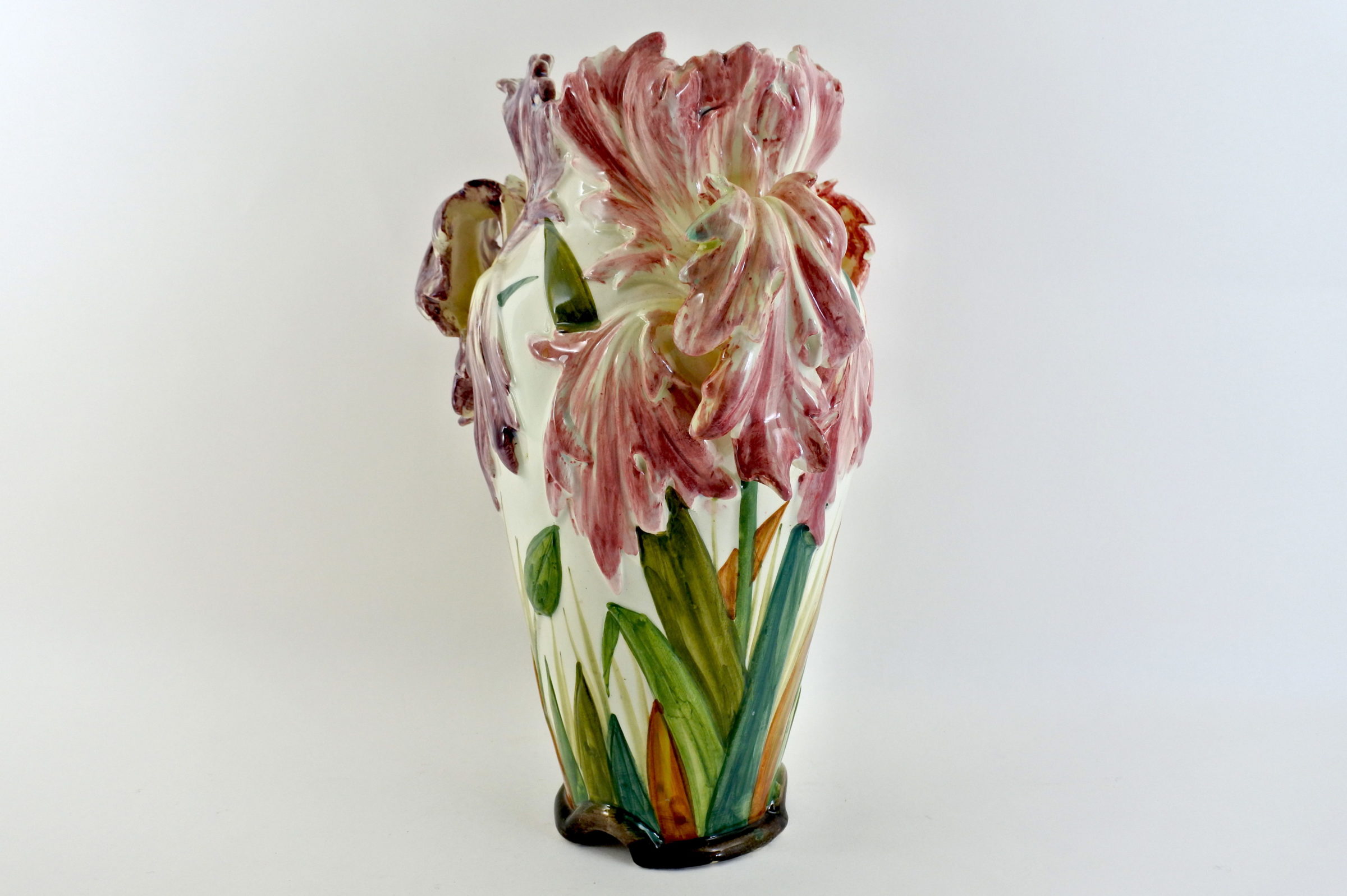 Vaso Massier in ceramica barbotine con tulipani pappagallo - Tulipes perroquet - 3