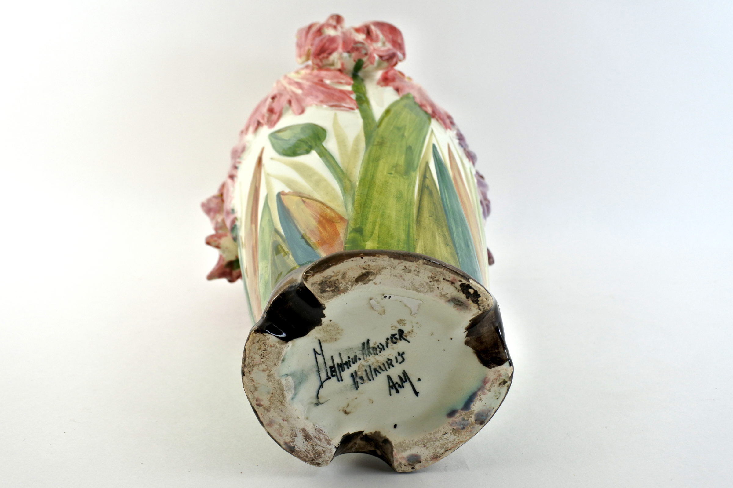 Vaso Massier in ceramica barbotine con tulipani pappagallo - Tulipes perroquet - 4