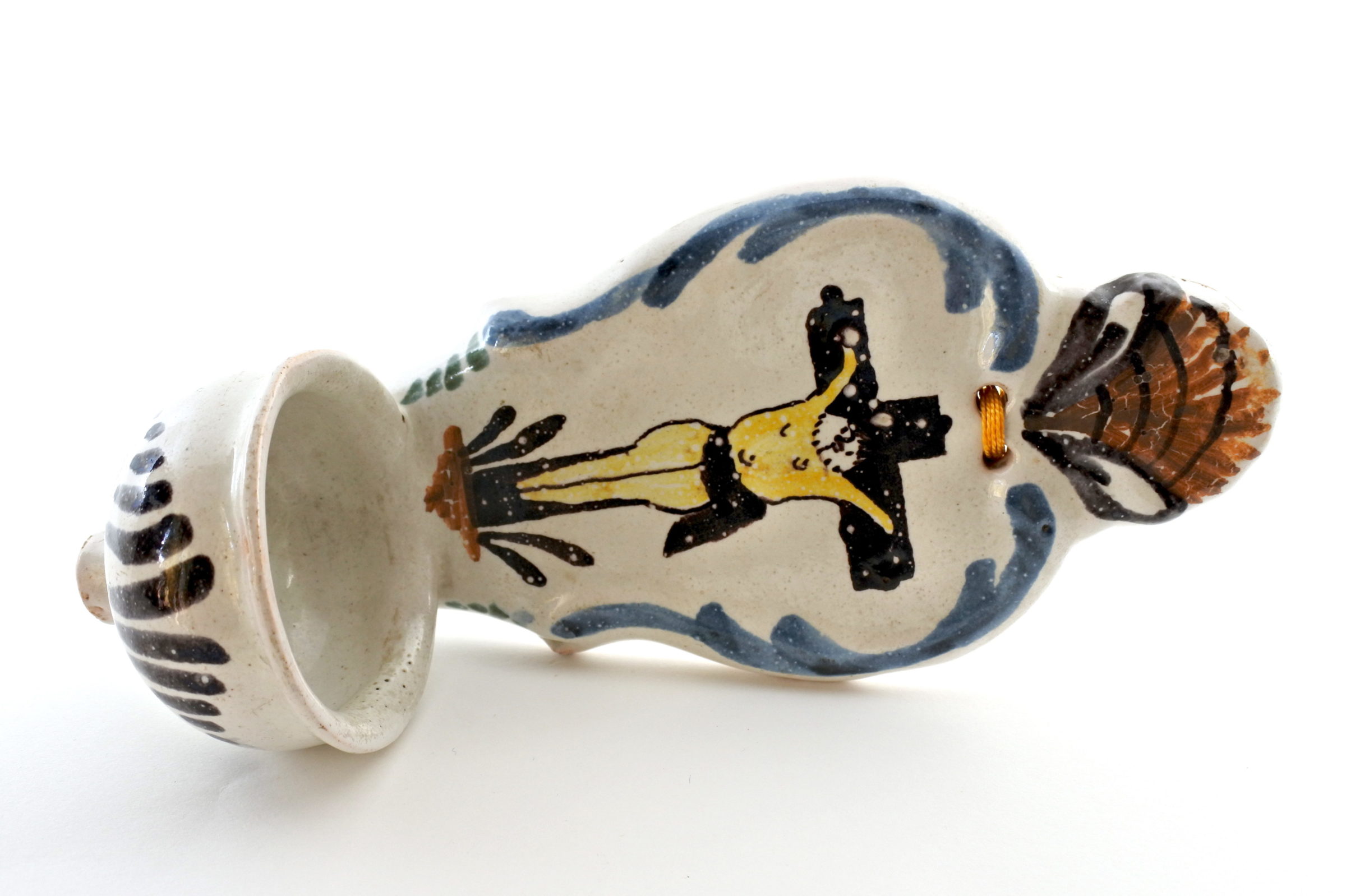 Acquasantiera in ceramica policroma del XVIII° secolo - 2