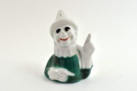 Portasale in ceramica a forma di clown