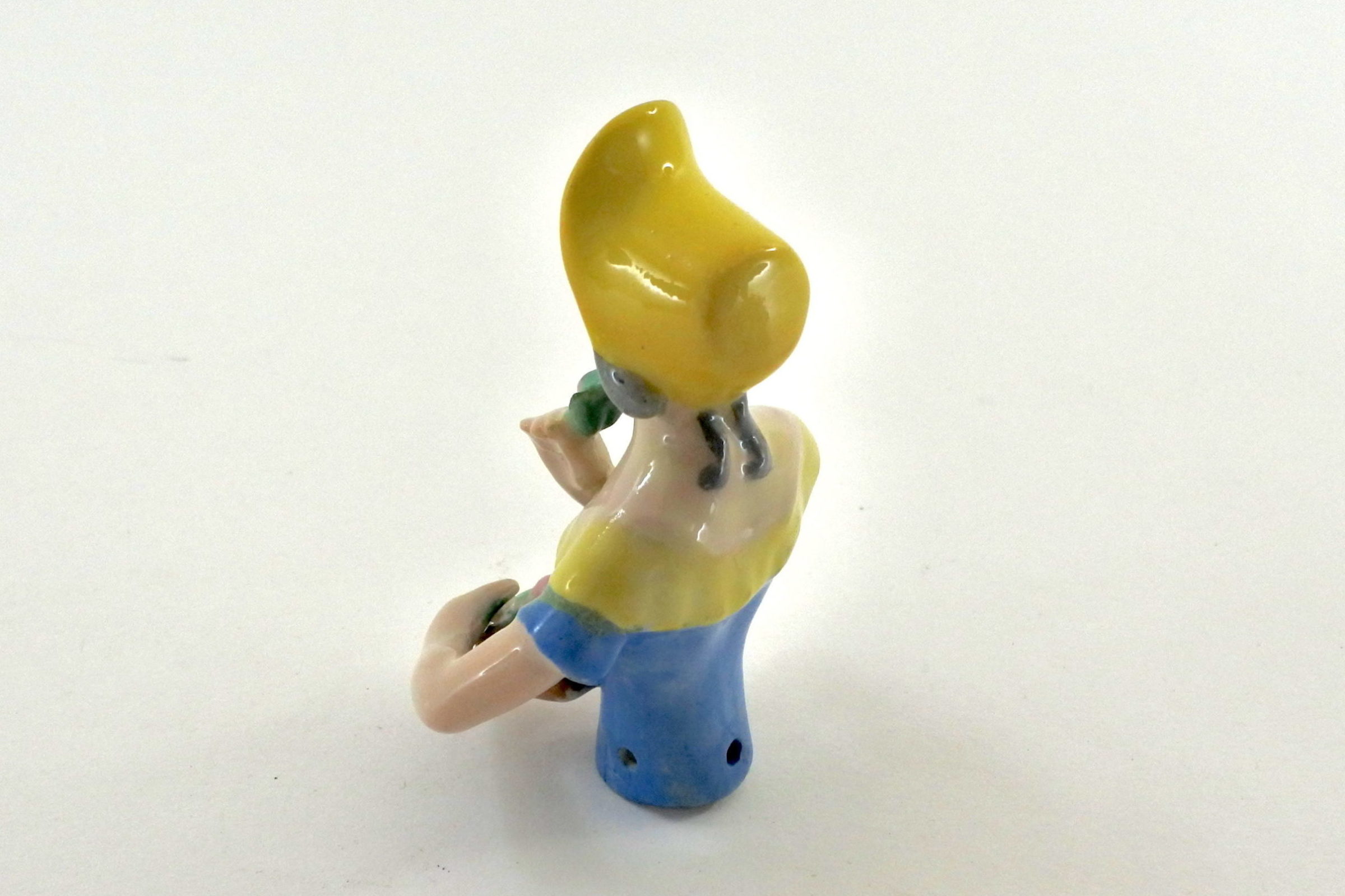 Statuina in ceramica rappresentante donna con cappello - demi poupée - 2