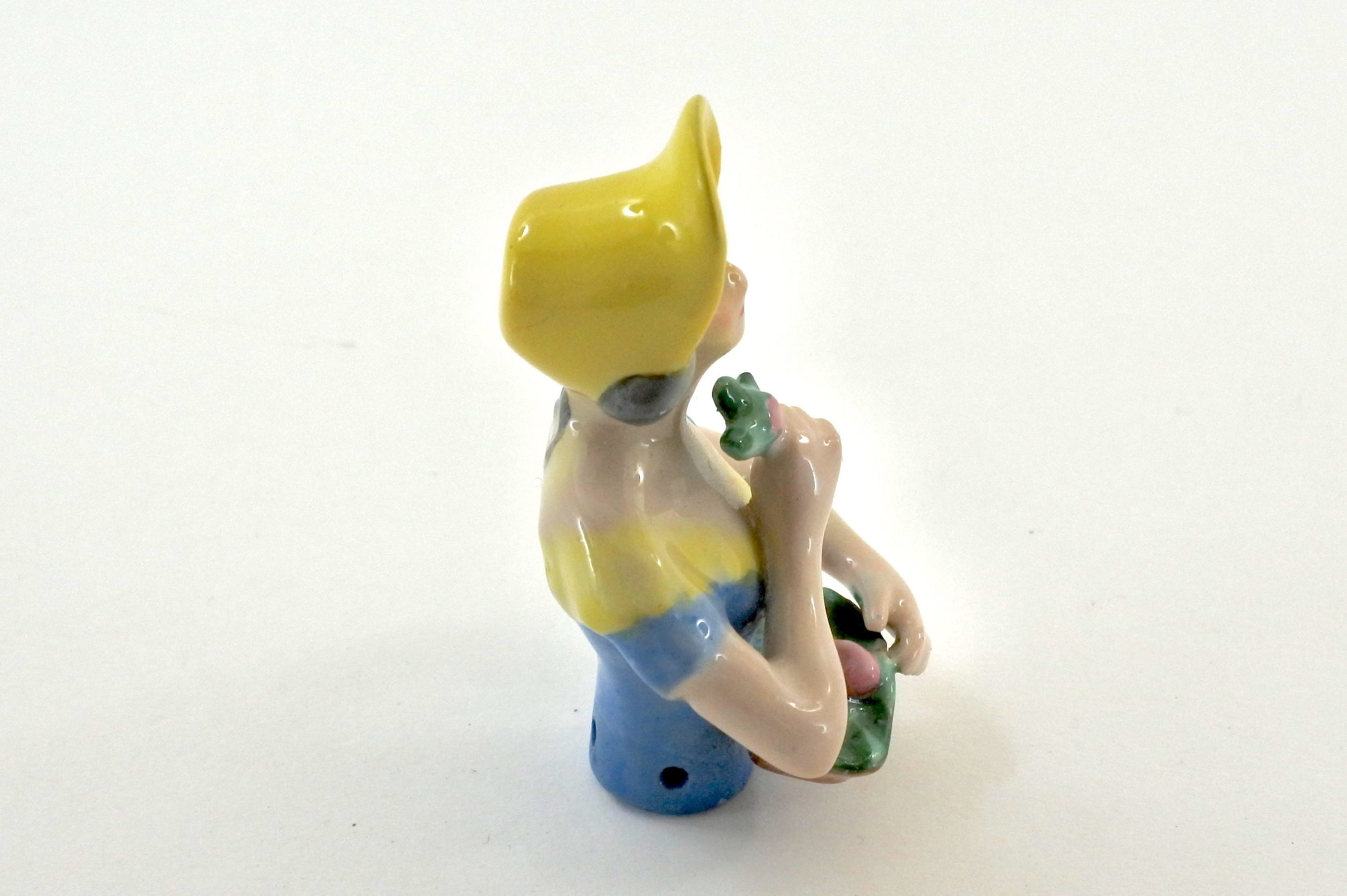 Statuina in ceramica rappresentante donna con cappello - demi poupée - 3