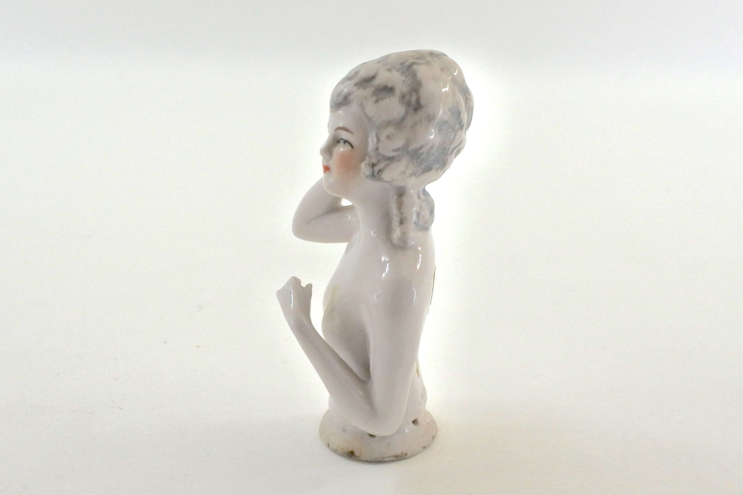 Statuina mezzo busto di donna in ceramica - demi poupée - 2