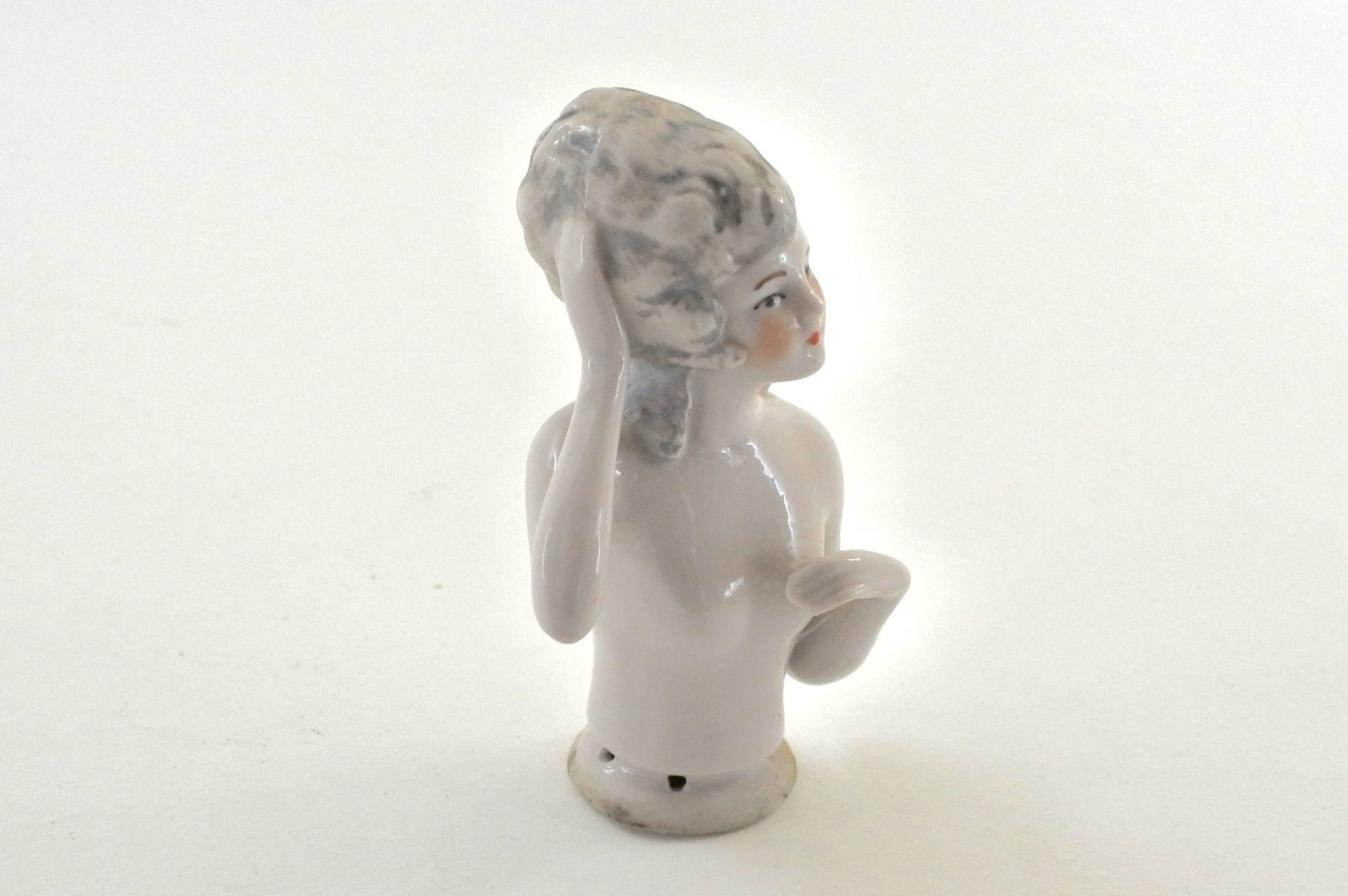 Statuina mezzo busto di donna in ceramica - demi poupée - 3