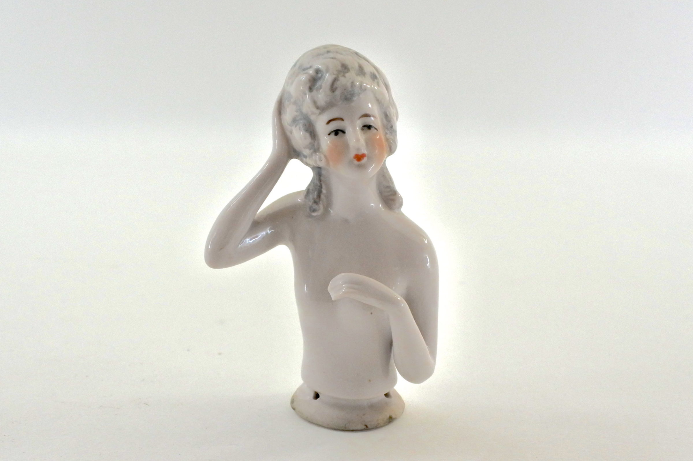 Statuina mezzo busto di donna in ceramica - demi poupée