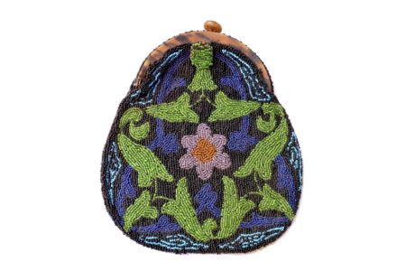 Elegante borsetta vintage con decoro floreale di perline