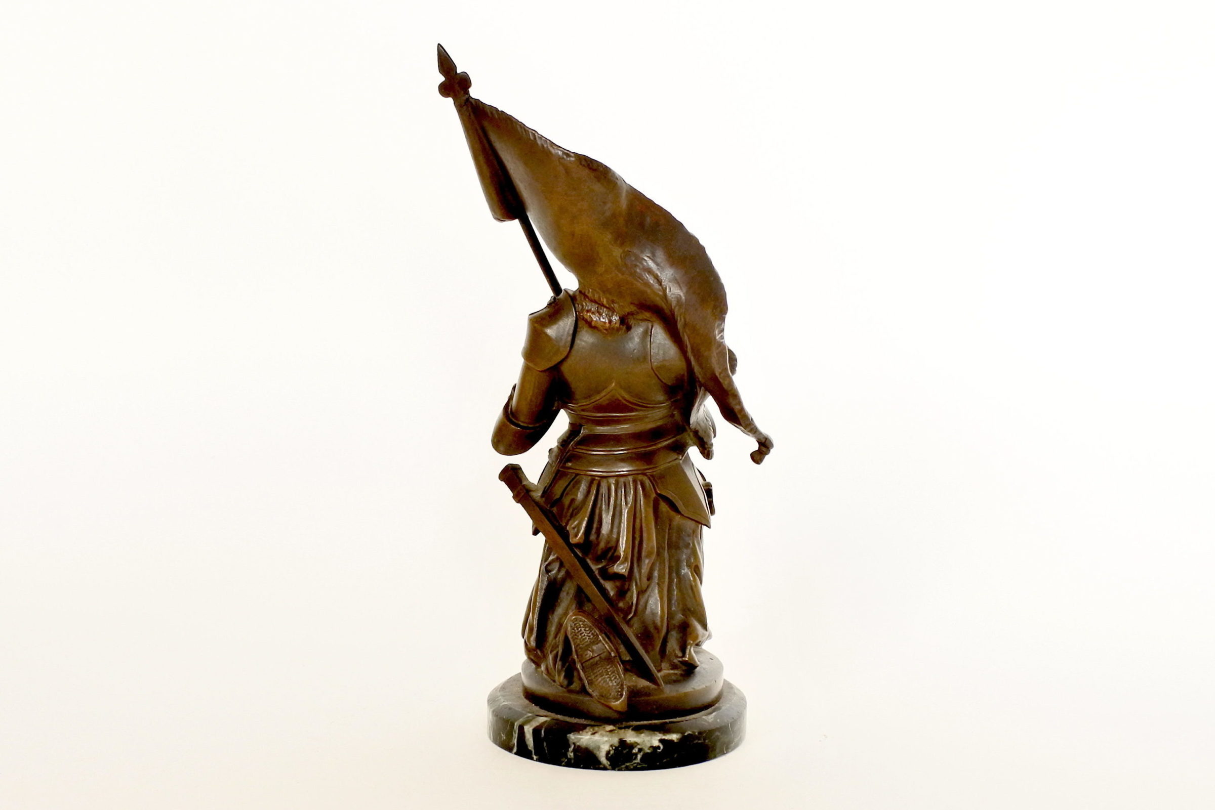 Statuina di Giovanna d’Arco in bronzo patinato su base in marmo - 3