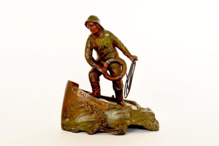 Statuina in bronzo patinato con marinaio - A.Ouvet