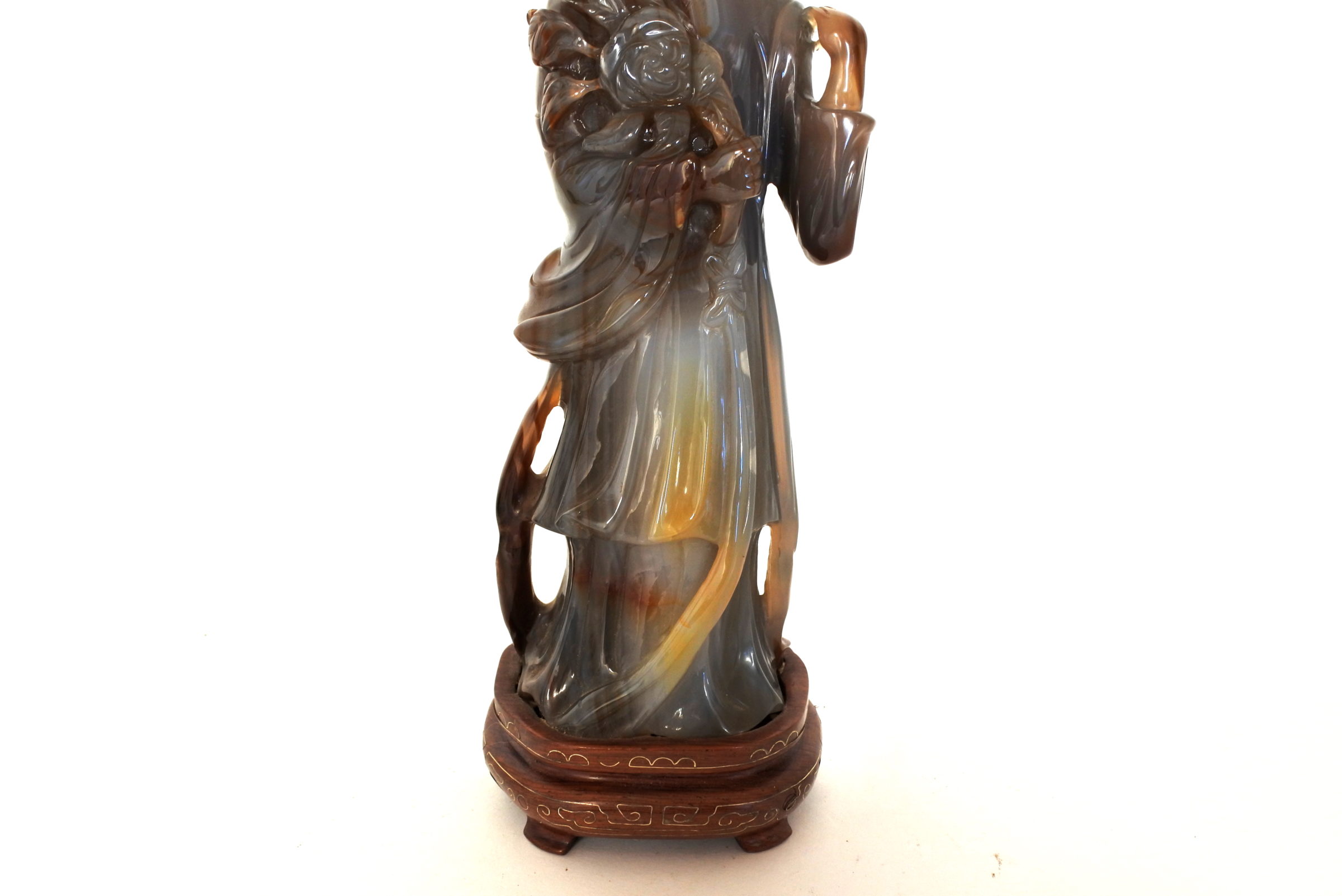 Statuina in pietra dura rappresentante una geisha - 6