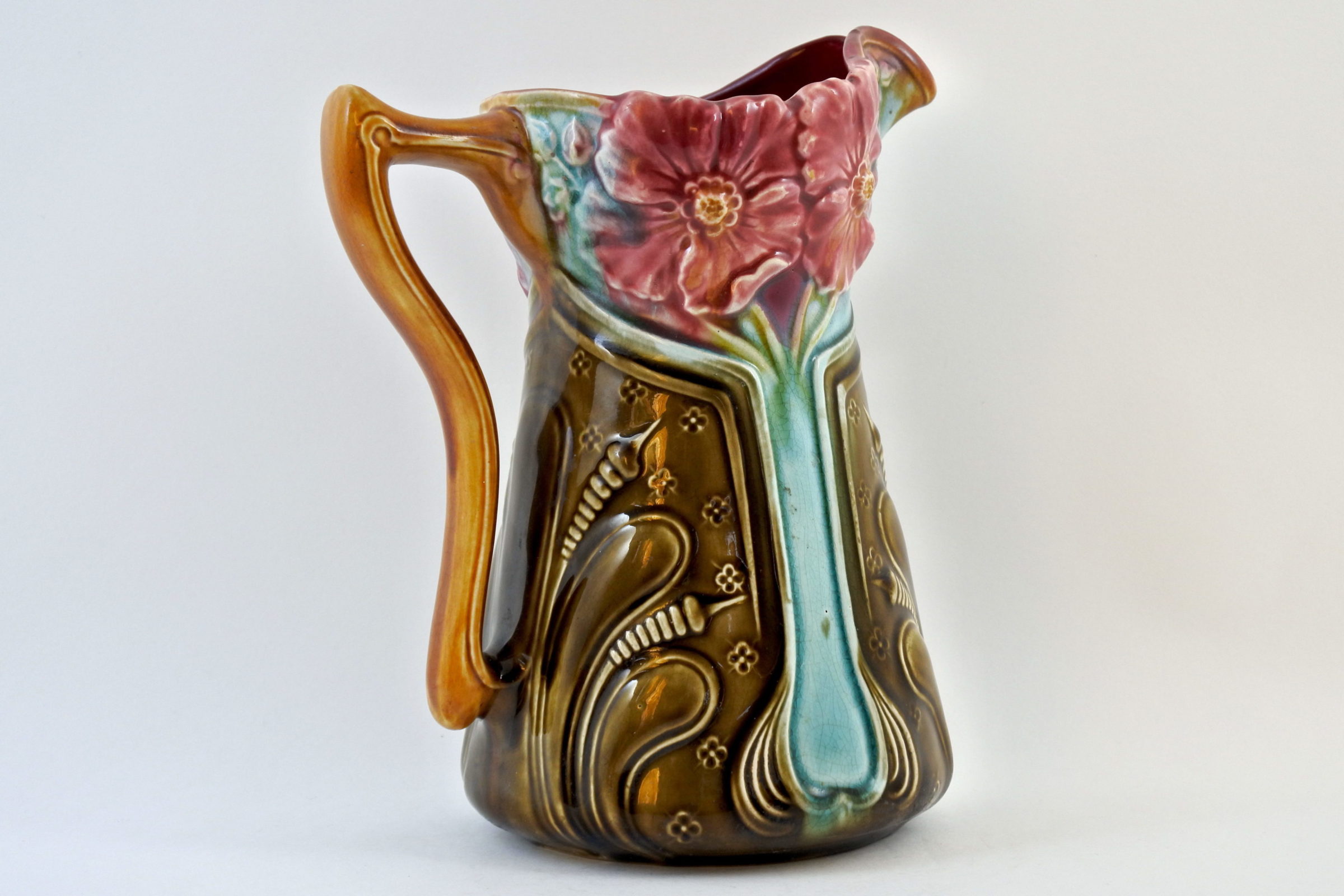 Brocca in ceramica barbotine con fiori - Onnaing n° 756 - 3