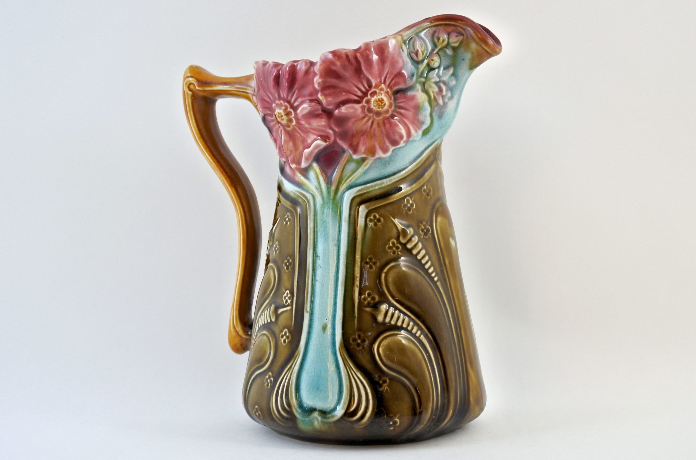 Brocca in ceramica barbotine con fiori - Onnaing n° 756 - 4
