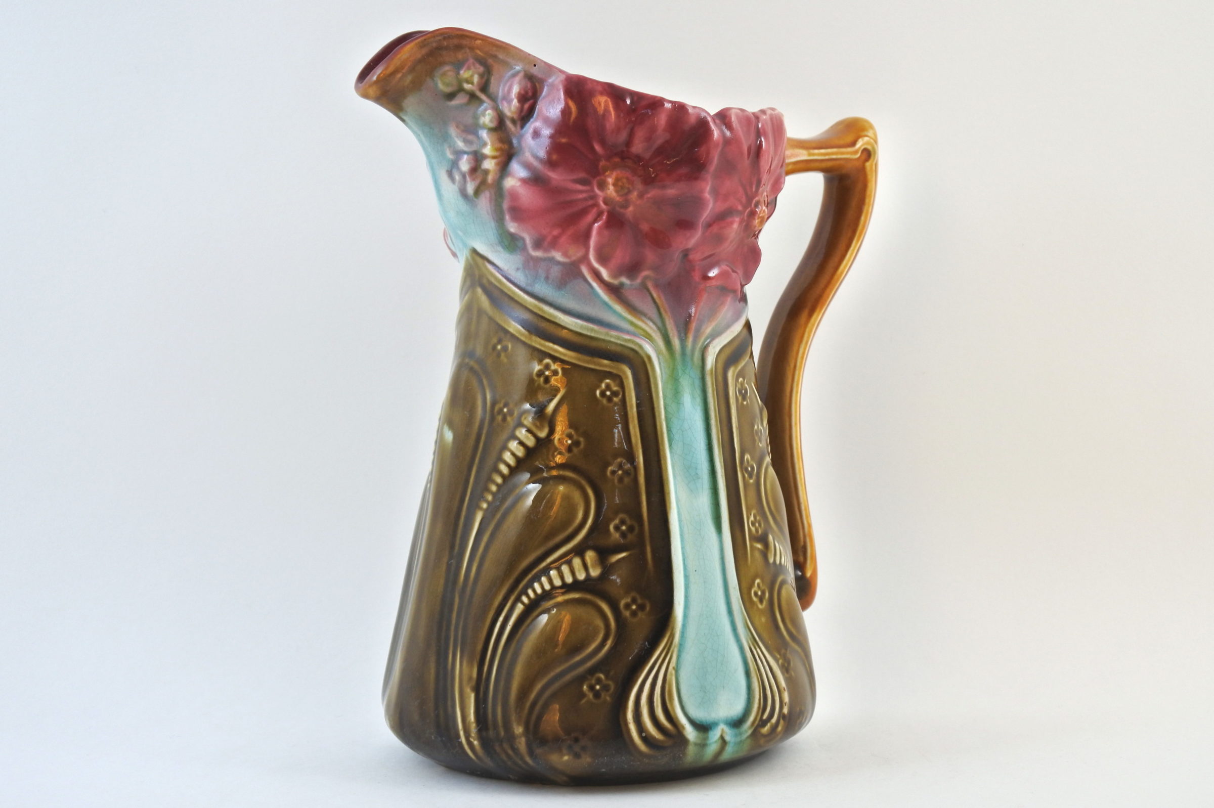 Brocca in ceramica barbotine con fiori - Onnaing n° 756