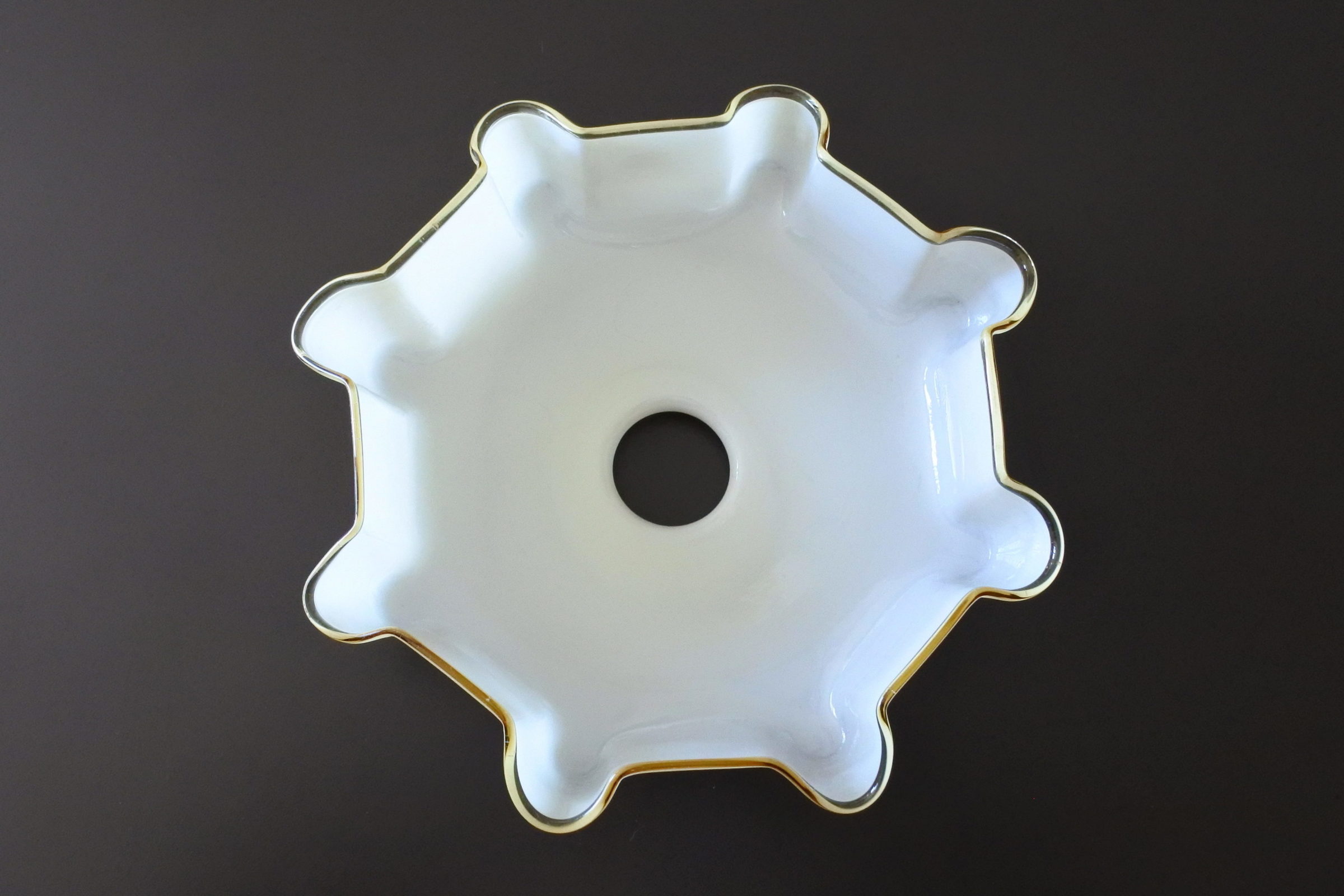 Vetro opalino incamiciato beige e bianco per lampada a sospensione - 2